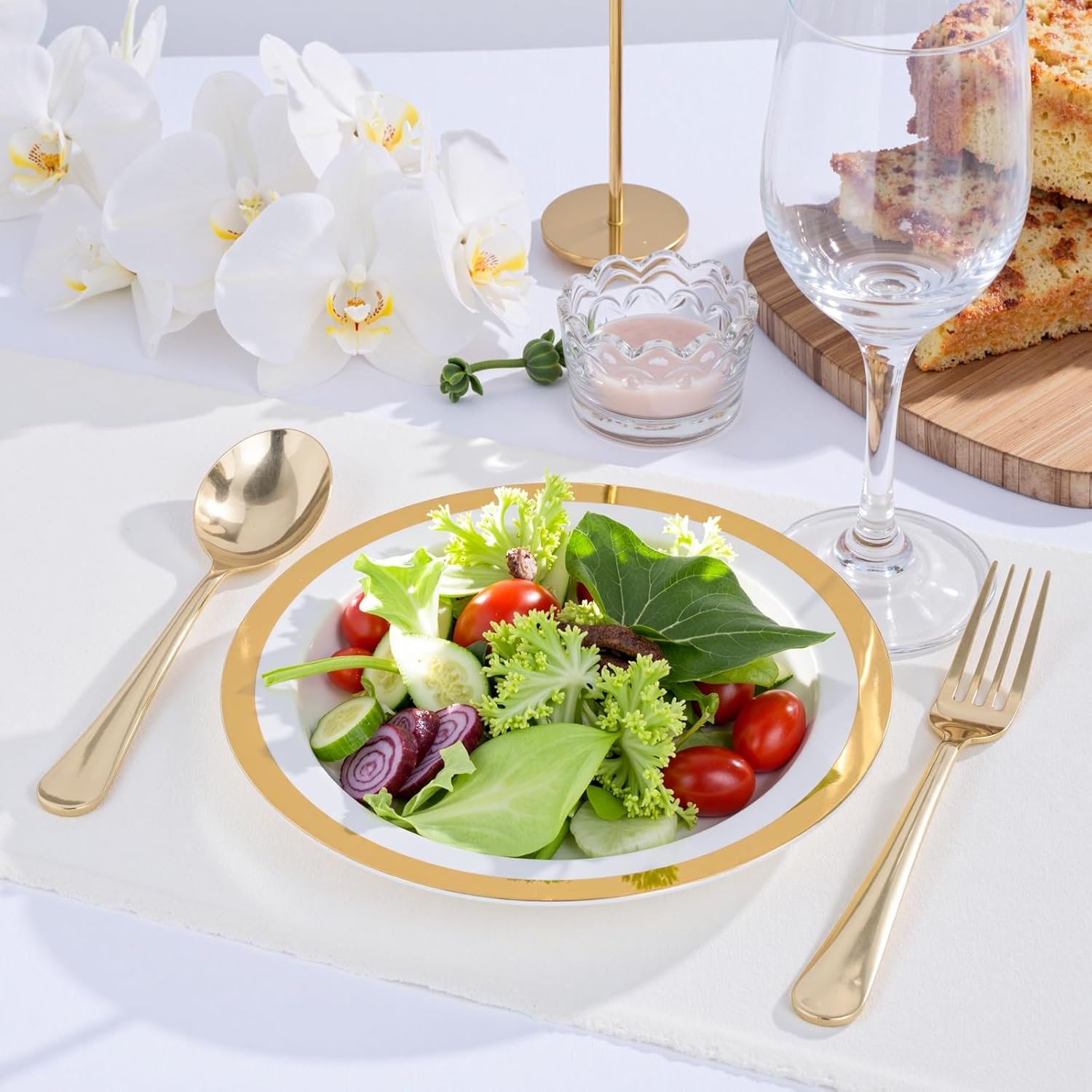 Wholesale 60Pcs 12OZ Gold Plastic Disposable Clear Dessert and Soup Bowls for Wedding Christmas New Year Factory