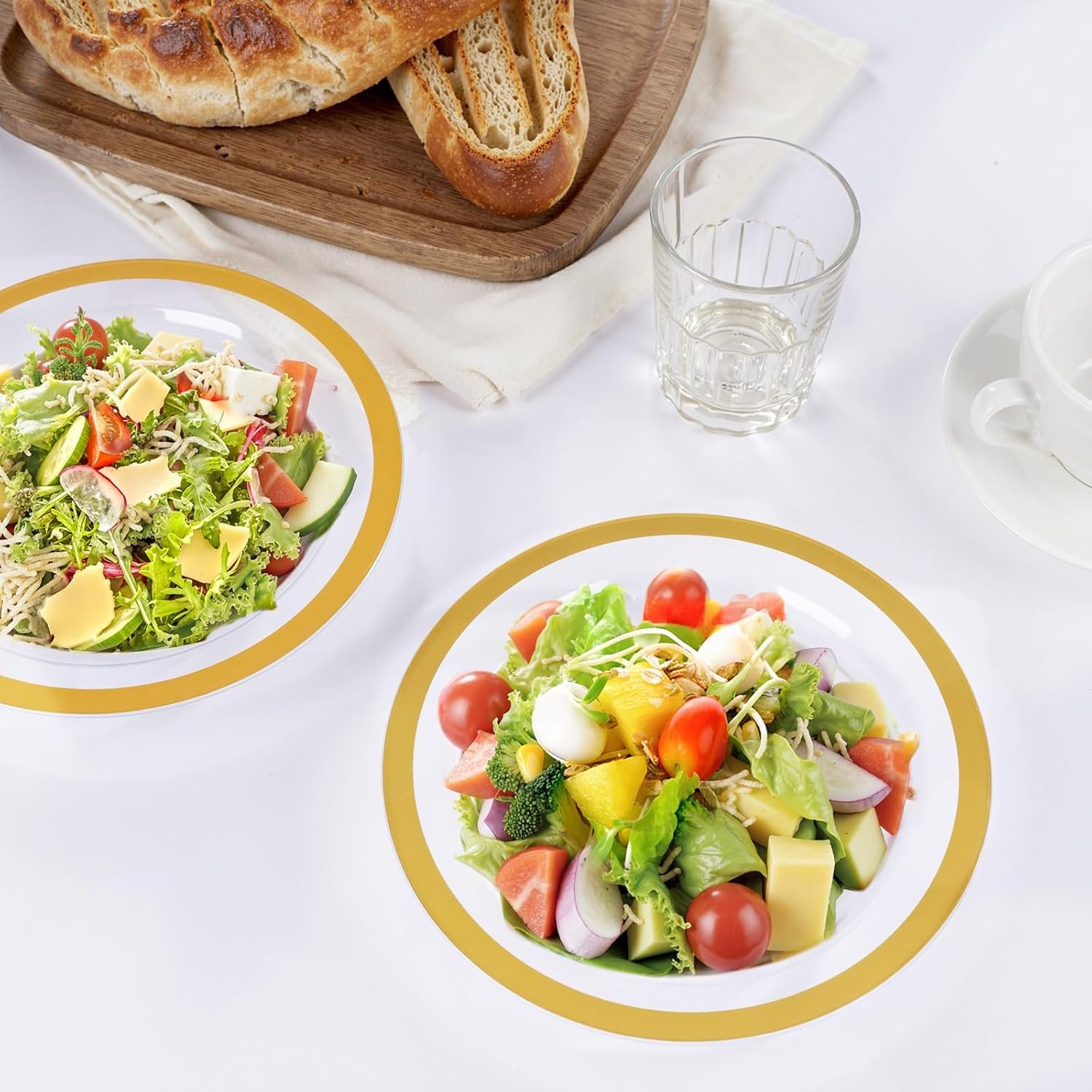 Wholesale 60Pcs 12OZ Gold Plastic Disposable Clear Dessert and Soup Bowls for Wedding Christmas New Year Factory