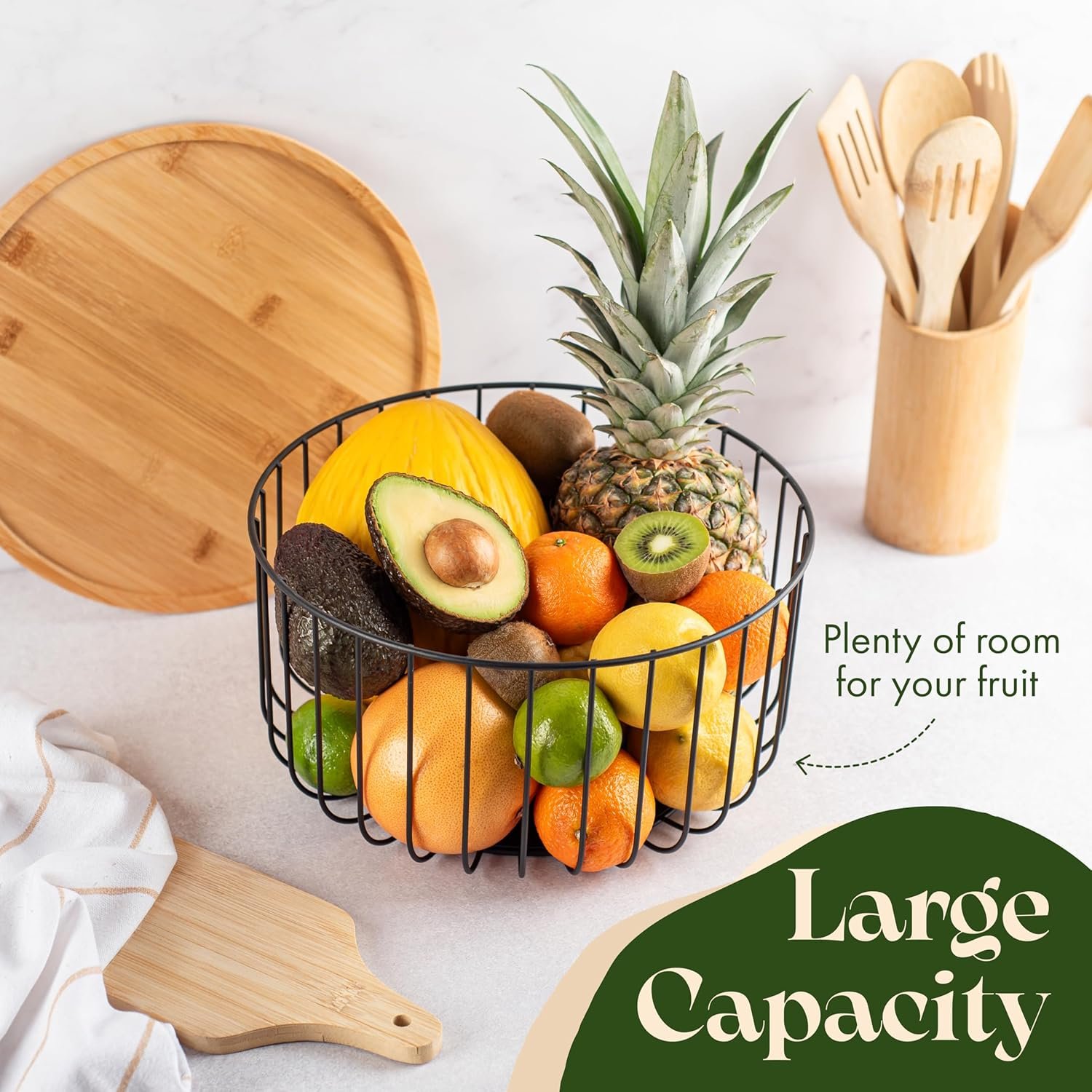 OEM Large Stackable Fruit Basket Set of 3 Kitchen Counter Baskets with Bamboo Lid for Vegetable Storage Factory OEM Large Stackable Fruit Basket Set of 3 Kitchen Counter Baskets with Bamboo Lid for Vegetable Storage Factory