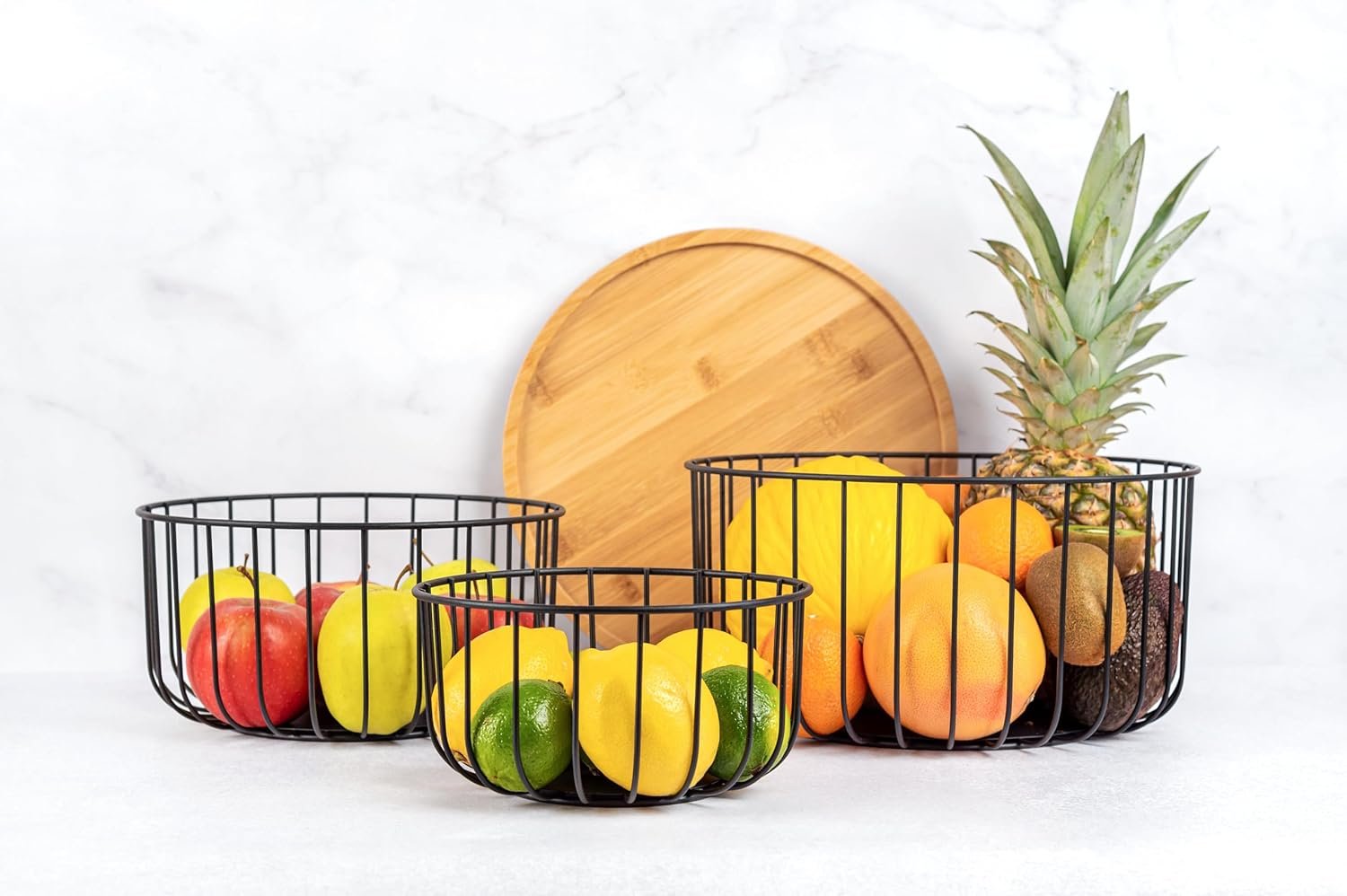 OEM Large Stackable Fruit Basket Set of 3 Kitchen Counter Baskets with Bamboo Lid for Vegetable Storage Factory OEM Large Stackable Fruit Basket Set of 3 Kitchen Counter Baskets with Bamboo Lid for Vegetable Storage Factory