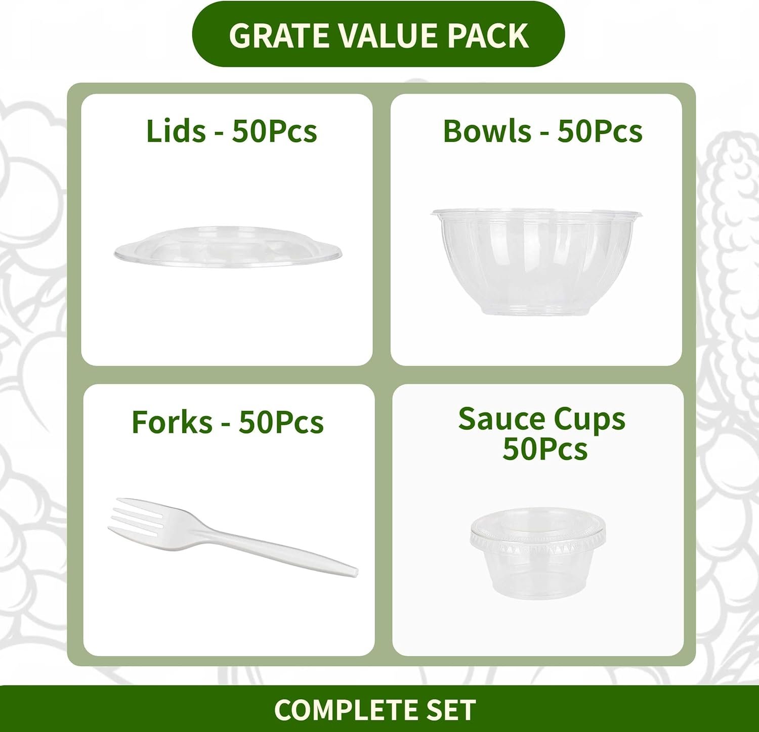 Wholesale 32oz Clear Plastic Disposable Salad Bowls with Lids Sauce Cups and Forks 50 Sets 200 Pcs for Lunch To Go Meal Prep Containers Factory Wholesale 32oz Clear Plastic Disposable Salad Bowls with Lids Sauce Cups and Forks 50 Sets 200 Pcs for Lunch To Go Meal Prep Containers Factory