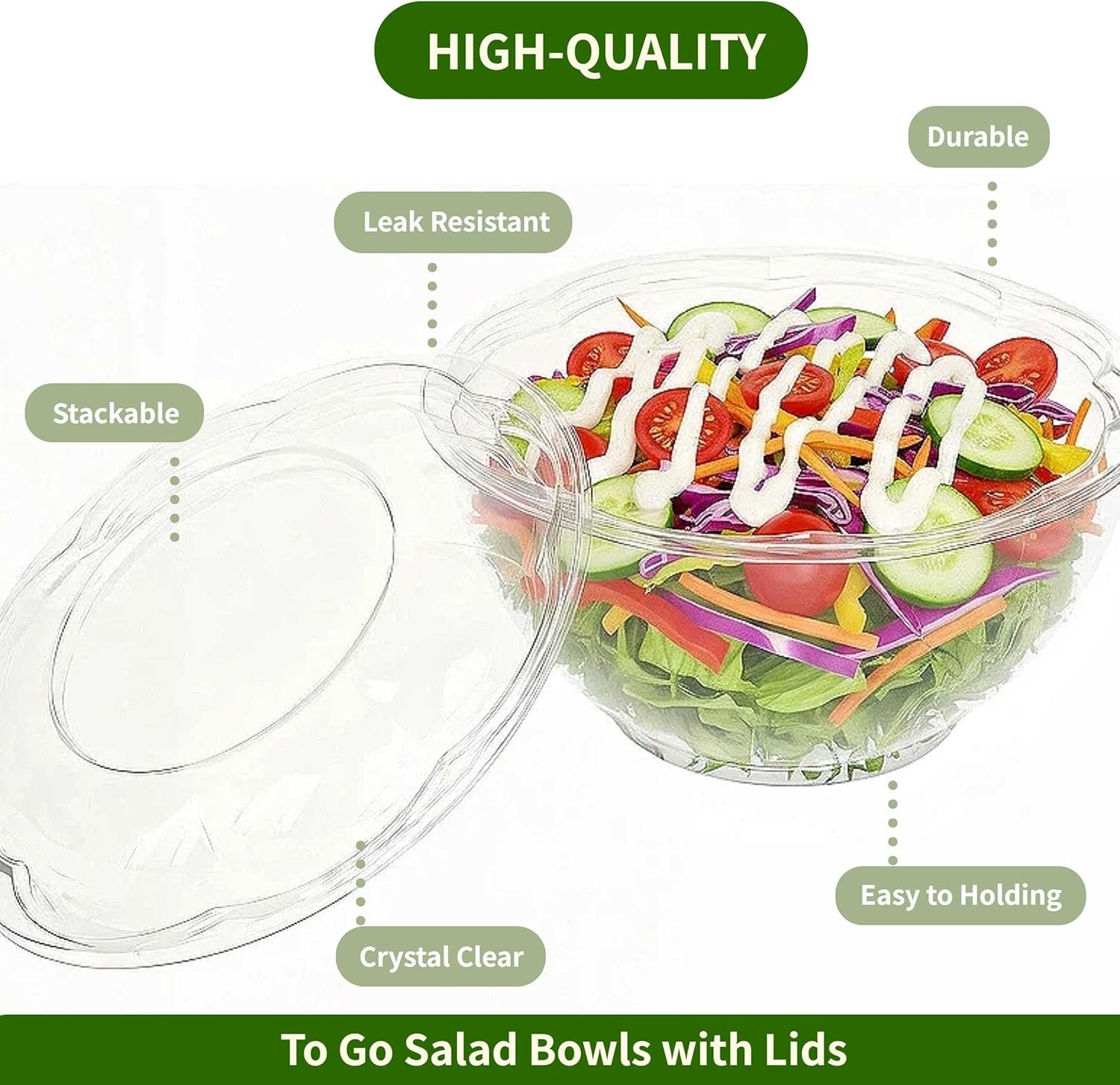 Wholesale 32oz Clear Plastic Disposable Salad Bowls with Lids Sauce Cups and Forks 50 Sets 200 Pcs for Lunch To Go Meal Prep Containers Factory Wholesale 32oz Clear Plastic Disposable Salad Bowls with Lids Sauce Cups and Forks 50 Sets 200 Pcs for Lunch To Go Meal Prep Containers Factory