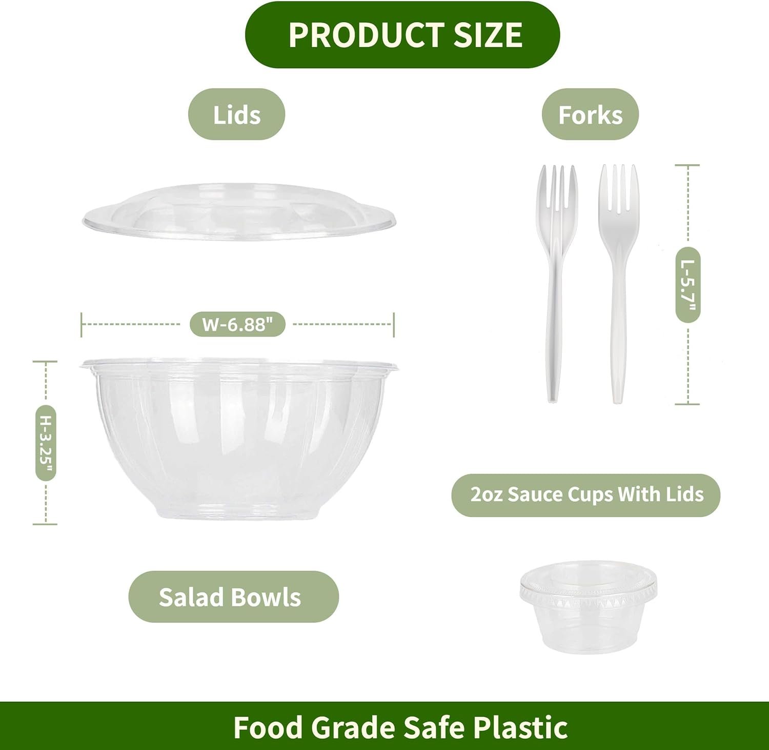 Wholesale 32oz Clear Plastic Disposable Salad Bowls with Lids Sauce Cups and Forks 50 Sets 200 Pcs for Lunch To Go Meal Prep Containers Factory Wholesale 32oz Clear Plastic Disposable Salad Bowls with Lids Sauce Cups and Forks 50 Sets 200 Pcs for Lunch To Go Meal Prep Containers Factory