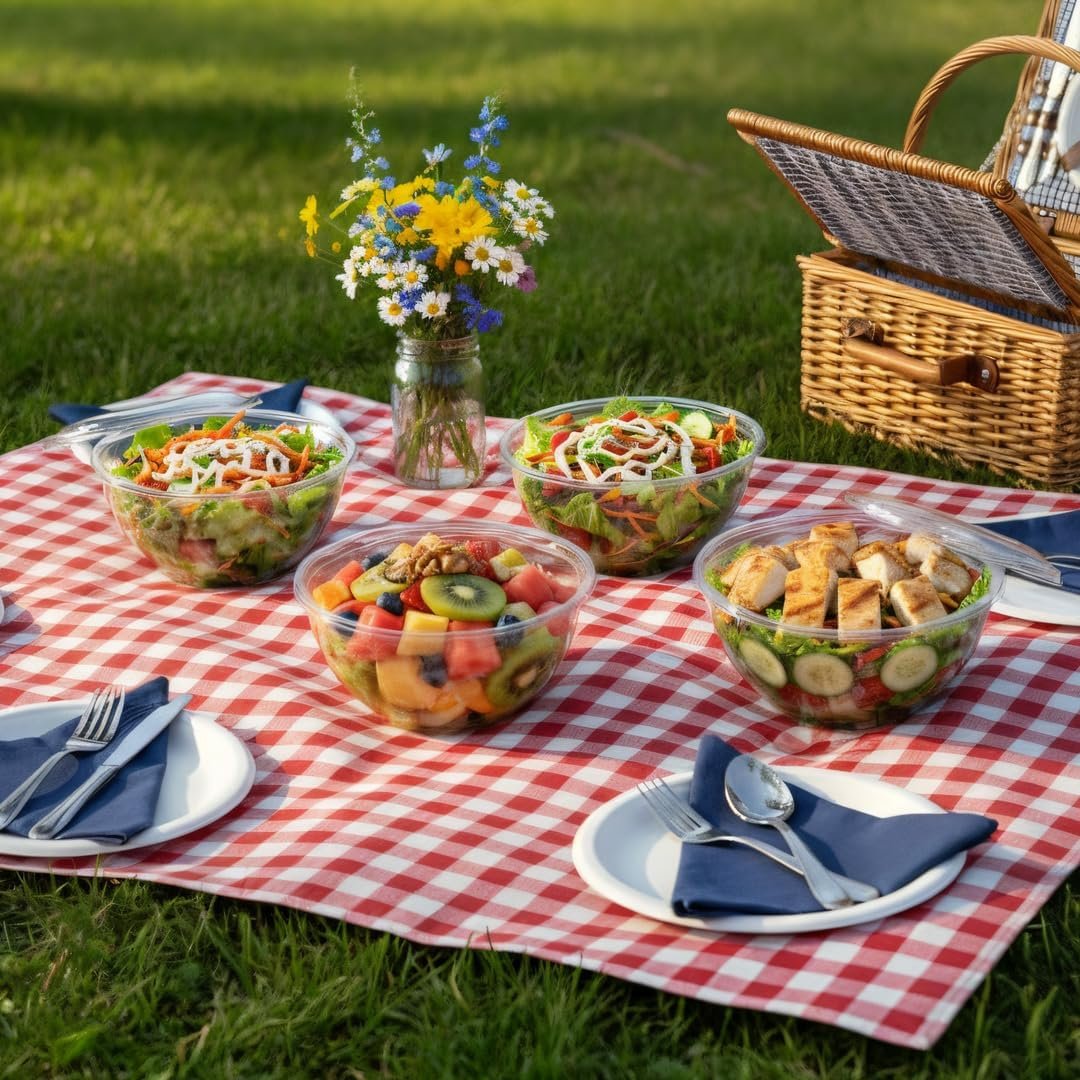 Wholesale 32oz Clear Plastic Disposable Salad Bowls with Lids Sauce Cups and Forks 50 Sets 200 Pcs for Lunch To Go Meal Prep Containers Factory Wholesale 32oz Clear Plastic Disposable Salad Bowls with Lids Sauce Cups and Forks 50 Sets 200 Pcs for Lunch To Go Meal Prep Containers Factory