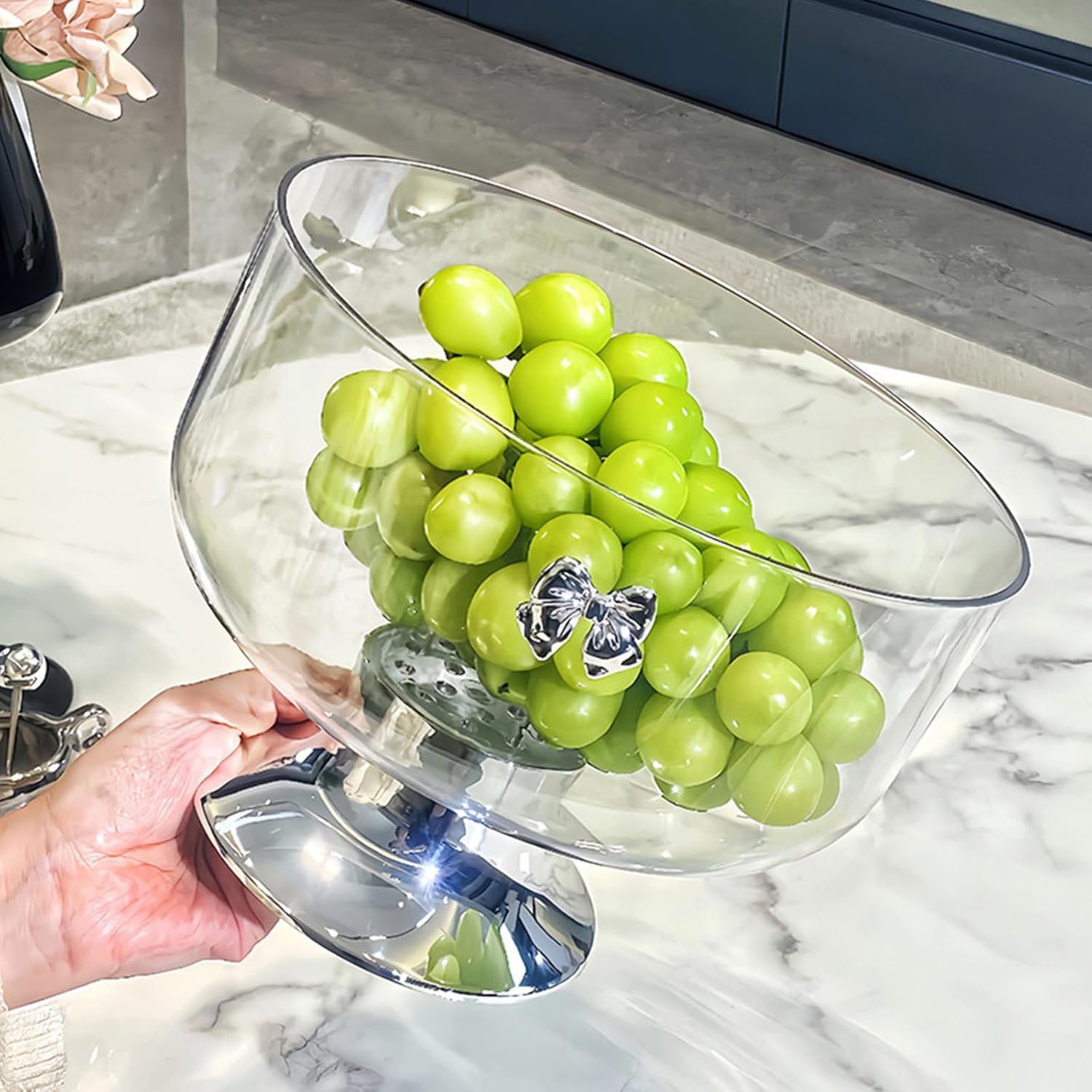 Wholesale Transparent Tall Acrylic Footed Trifle Dessert Bowl Stable Base Fruit Snacks Kitchen Display Party Decor Holiday Favor Factory