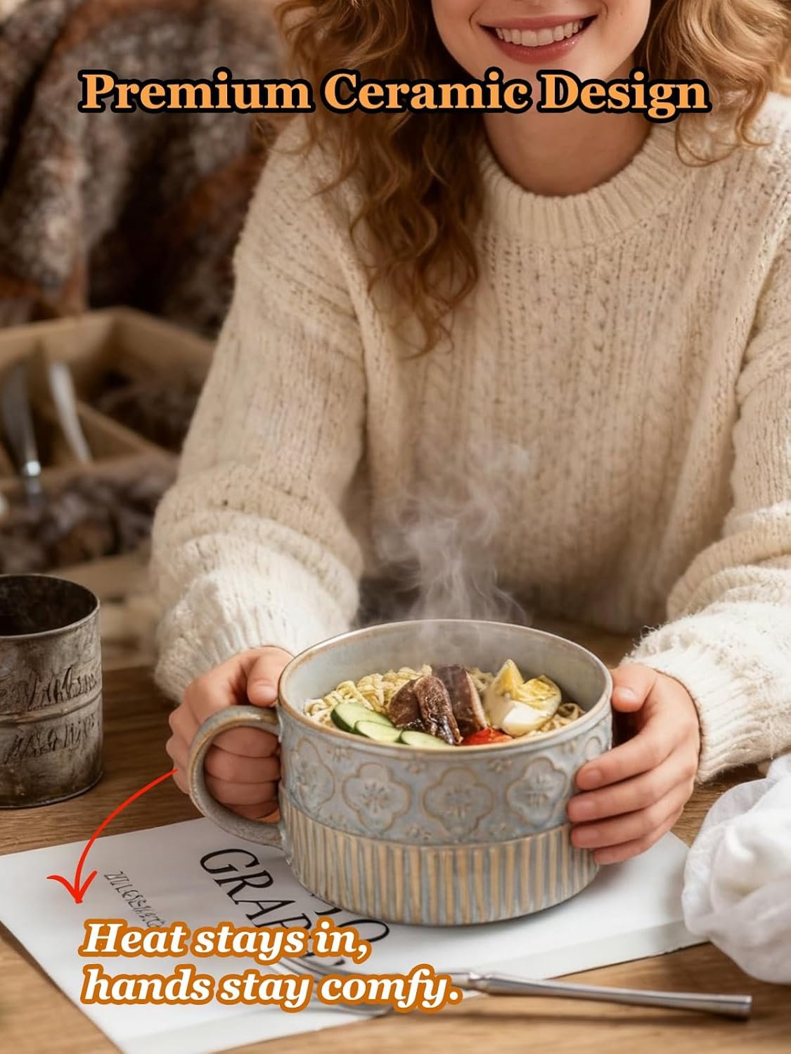 Wholesale 39 Ounce Extra Large Ceramic Soup Mug with Handle and Lid Microwave Ramen Noodle Cereal Bowl 6 Inch Gray Factory Wholesale 39 Ounce Extra Large Ceramic Soup Mug with Handle and Lid Microwave Ramen Noodle Cereal Bowl 6 Inch Gray Factory