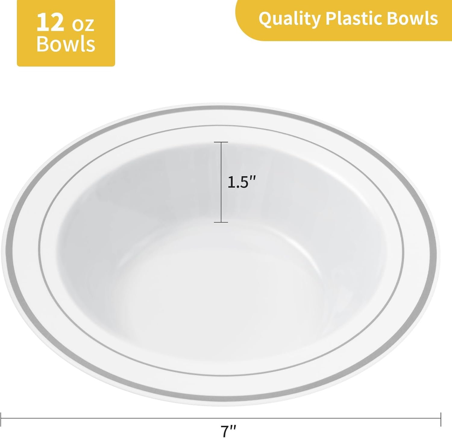 Wholesale 50 Pack 12oz Plastic Disposable Soup Bowls with Silver Rim for Weddings Parties Dinners Catering Everyday Use Factory
