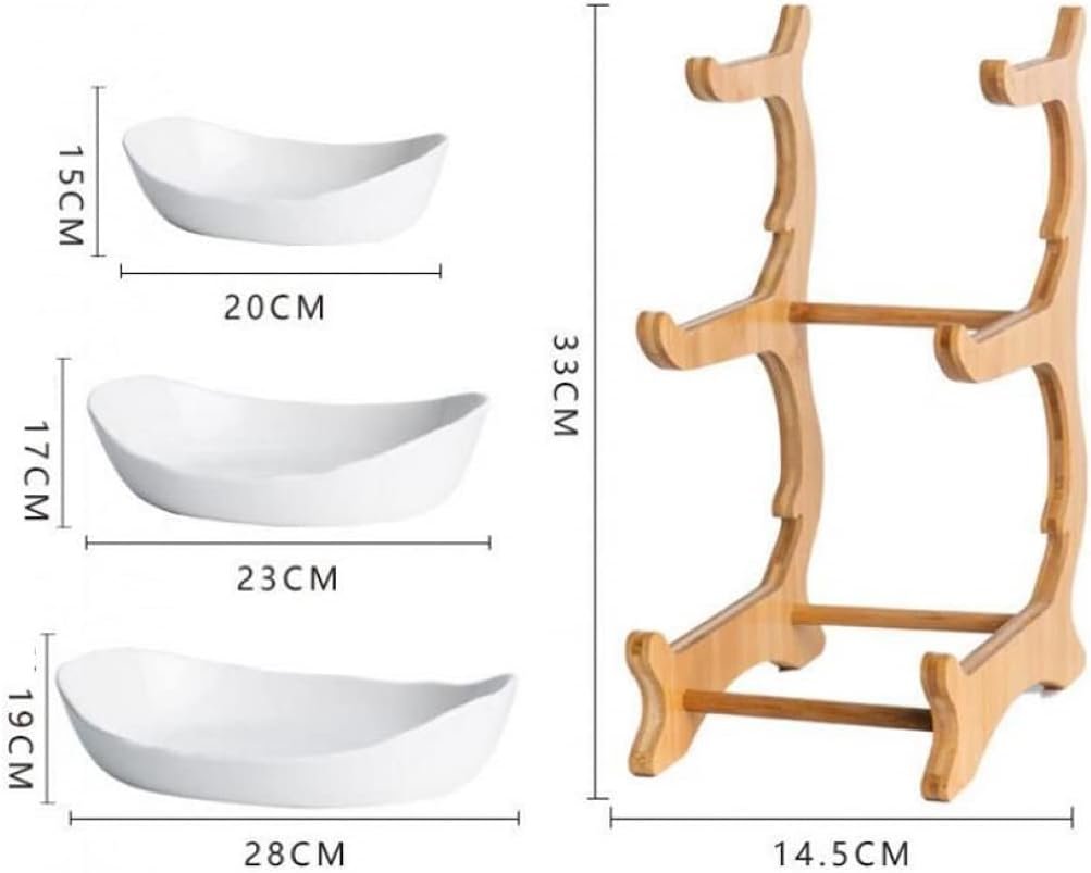 OEM 3-Tier Ceramic Fruit Basket Bowl Set for Kitchen Counter Home Storage of Fruits Veggies Snacks Nuts Bread Candy with Holder Tray (Porcelain) Factory