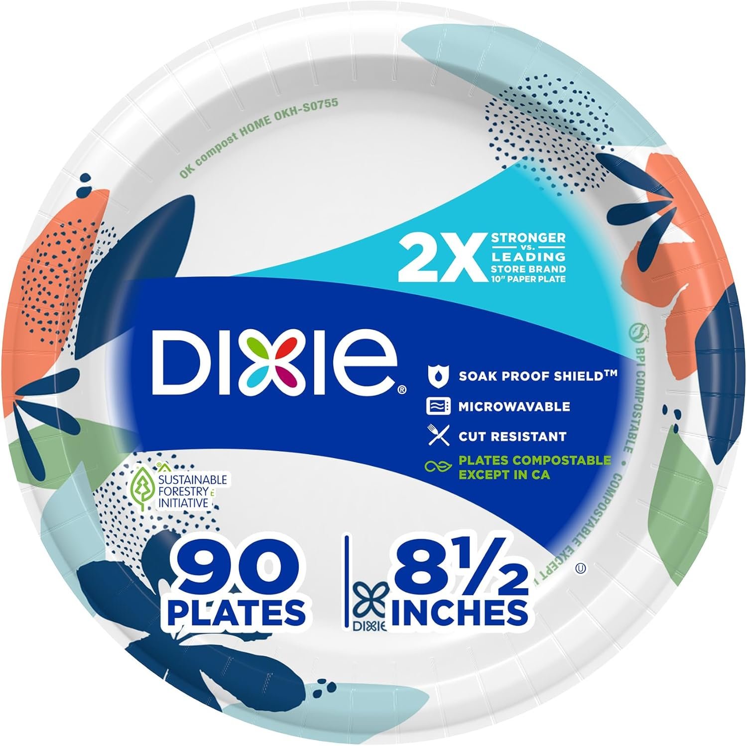 Dixie Medium Paper Plates, 8.5 Inch, 90 Count, 2X Stronger, Microwave-Safe, Soak-Proof, Cut Resistant, Disposable Plates For Everyday Breakfast, Lunch, & Dinner Meals