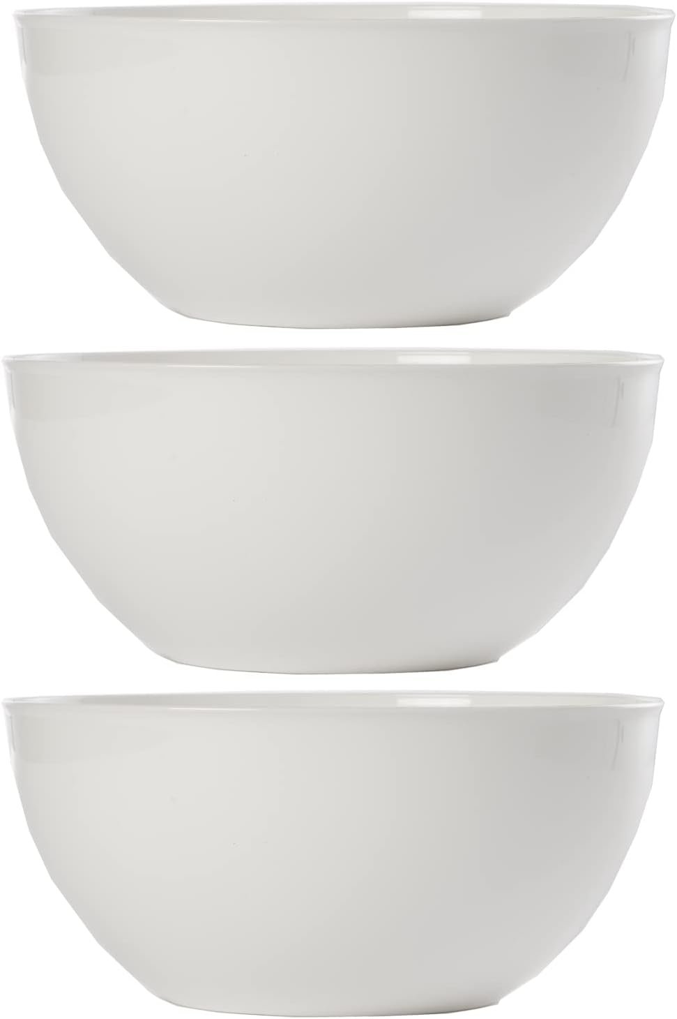 Wholesale White Plastic Salad and Serving 10-inch Bowls Set of 3 Reusable BPA-free 135 oz. Capacity Factory