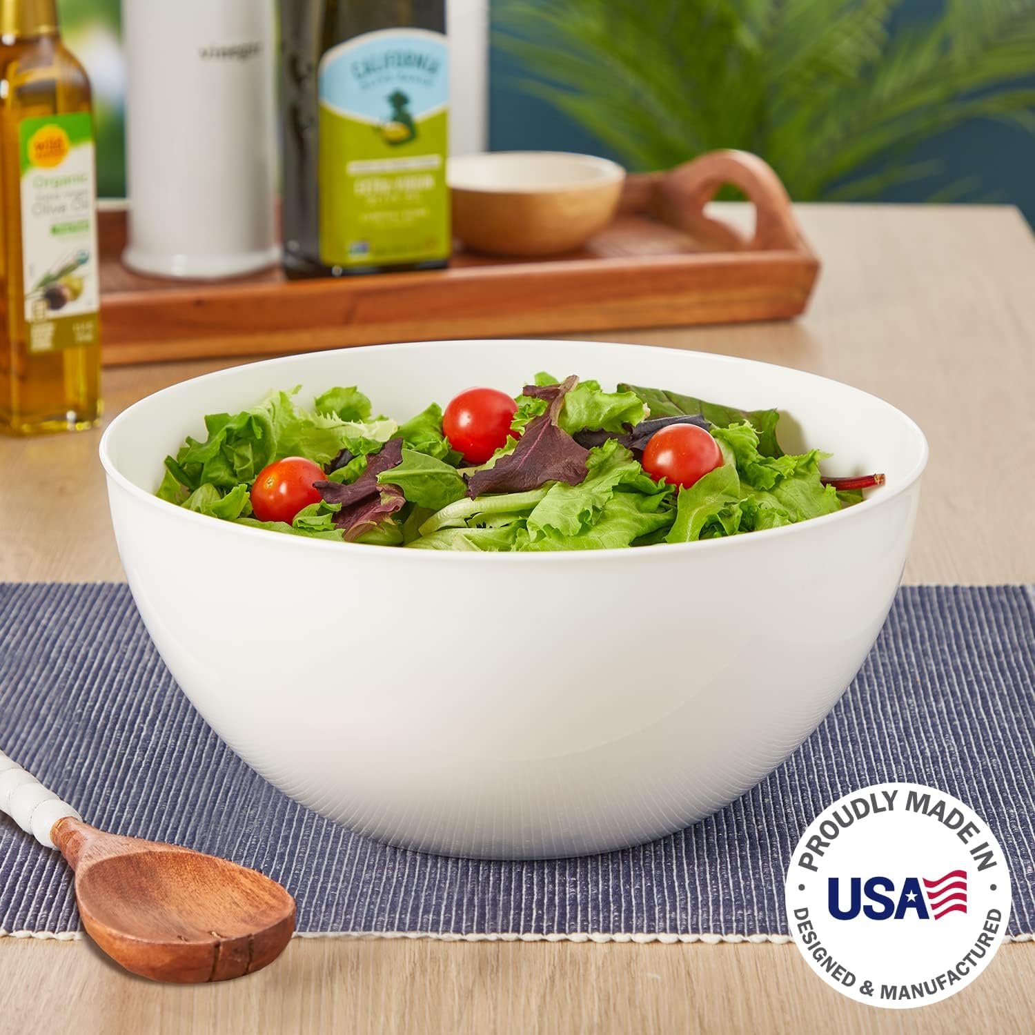 Wholesale White Plastic Salad and Serving 10-inch Bowls Set of 3 Reusable BPA-free 135 oz. Capacity Factory