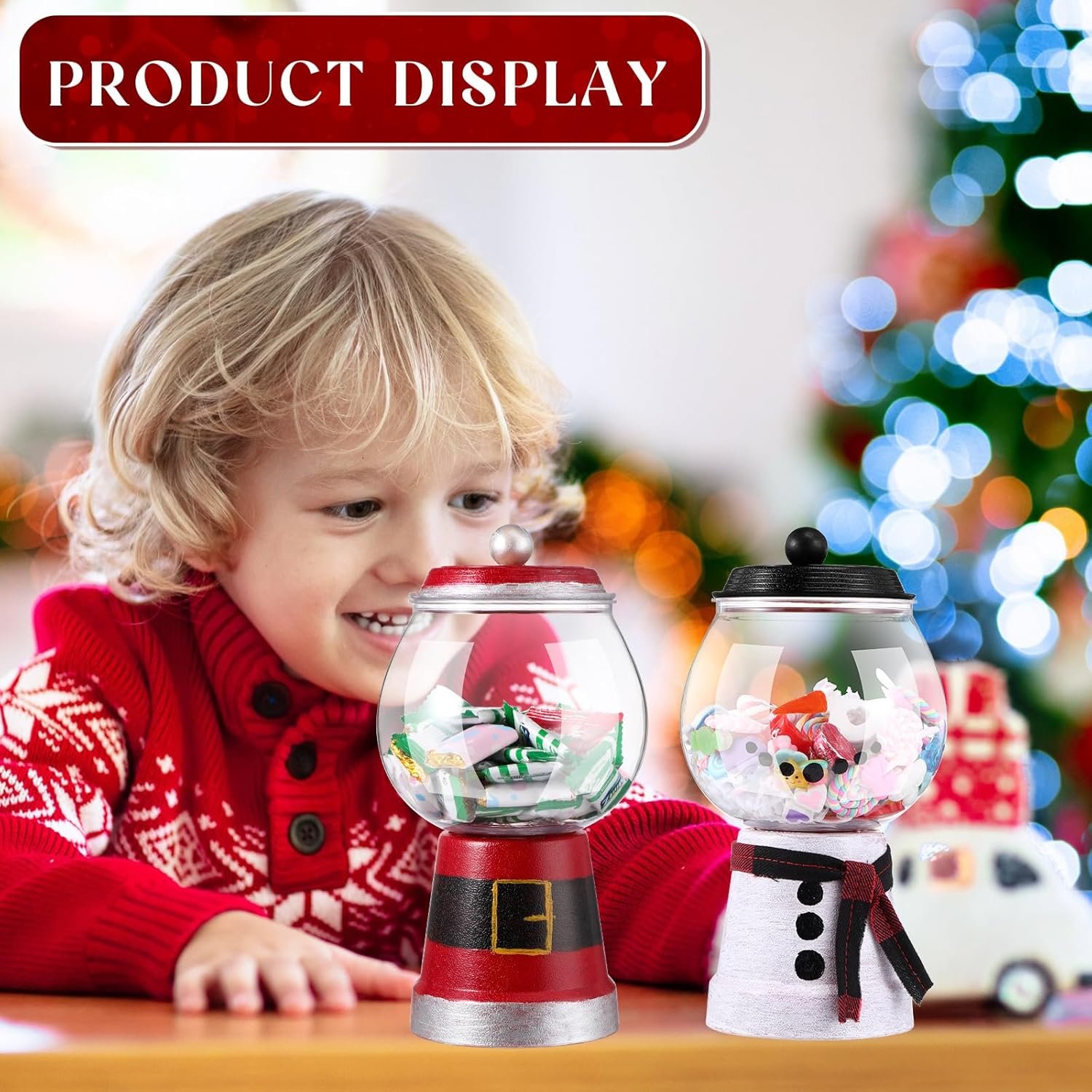 Wholesale 8-Piece Winter Candy Jar Set with Gumball Machines Valentine Snowman Fishbowls Terra Cotta Snowman Family Plastic Pots for Home DIY Crafts Gifts Carnival Game Accessories Factory