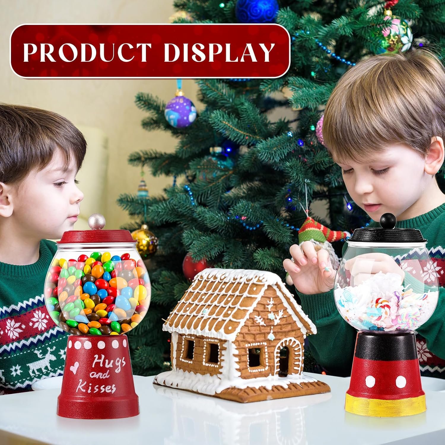 Wholesale 8-Piece Winter Candy Jar Set with Gumball Machines Valentine Snowman Fishbowls Terra Cotta Snowman Family Plastic Pots for Home DIY Crafts Gifts Carnival Game Accessories Factory