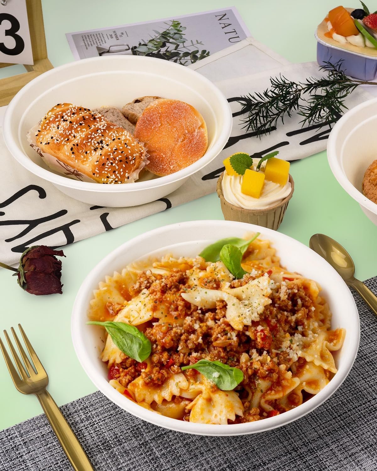 Wholesale 32oz Paper Bowls 110 Pack Disposable Heavy Duty Compostable Eco-Friendly Biodegradable Large Bulk for Hot Soup Salad Party White Factory