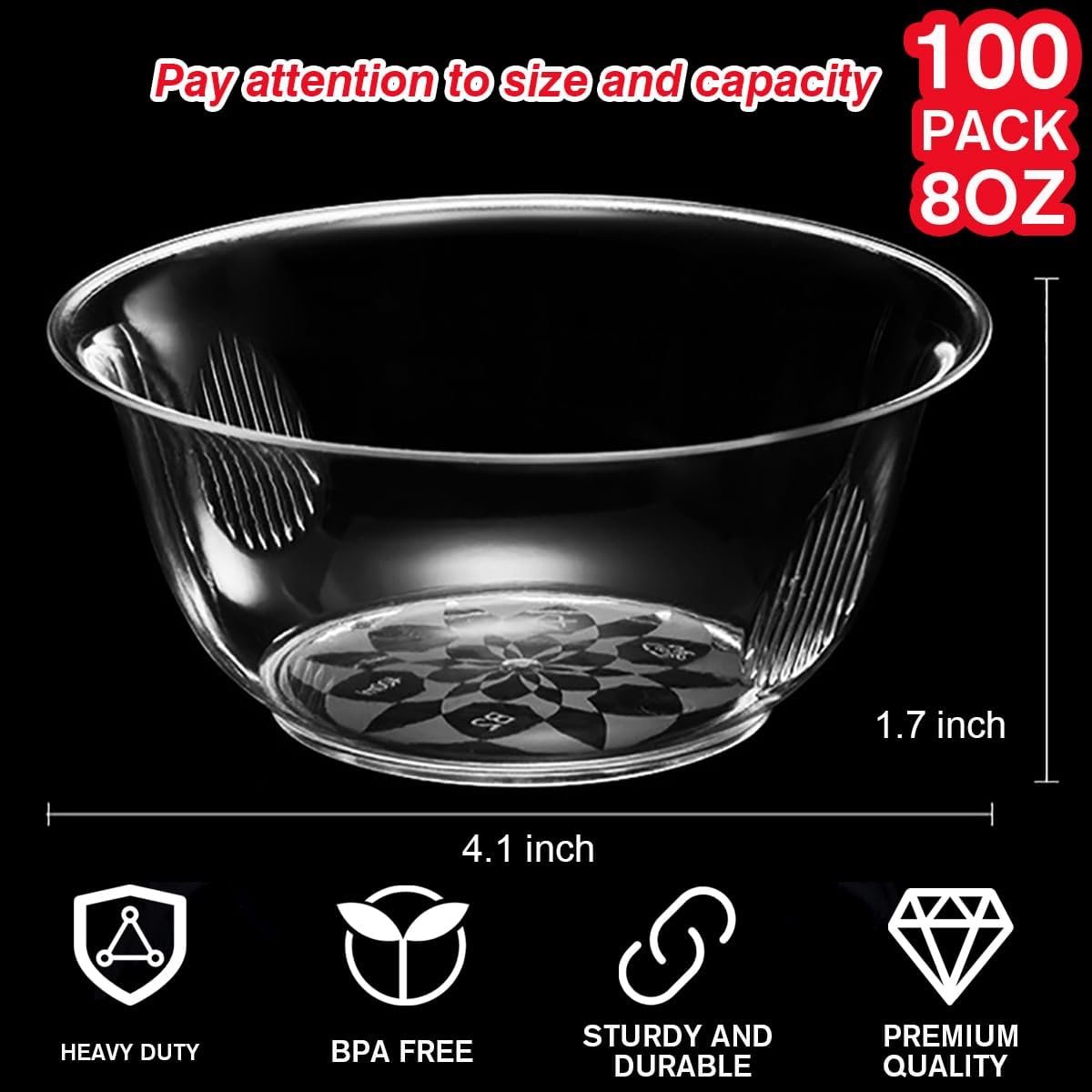 Wholesale 100 Pack 8oz Small Clear Plastic Hard Disposable Salad Bowls for Party Serving Ice Cream Desserts Catering Special Events Factory Wholesale 100 Pack 8oz Small Clear Plastic Hard Disposable Salad Bowls for Party Serving Ice Cream Desserts Catering Special Events Factory