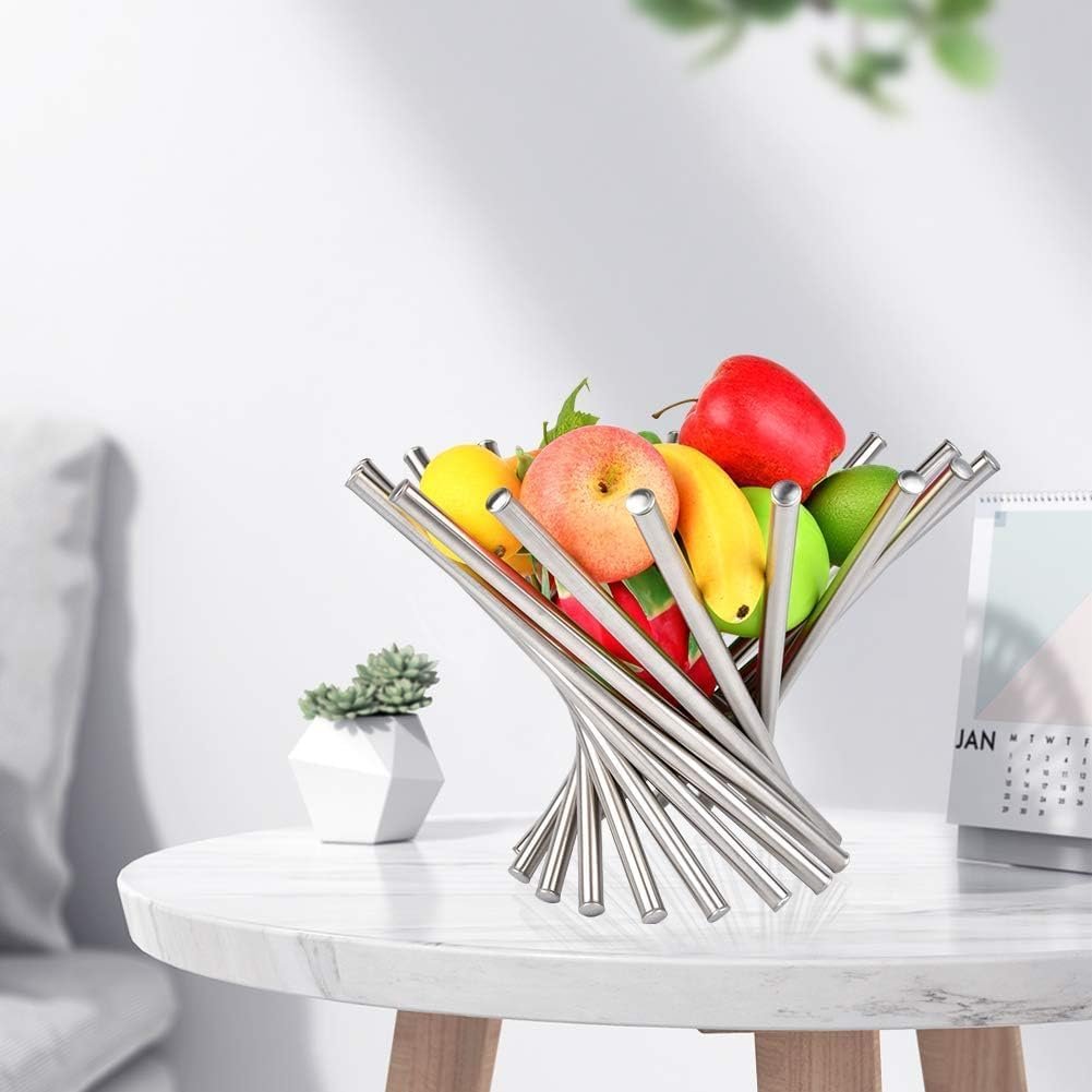 OEM Large Stainless Steel Fruit Bowl Kitchen Counter Modern Basket Holder Stand Table Centerpiece Decorative Home Organizer Bread Vegetable Storage Manufacturer