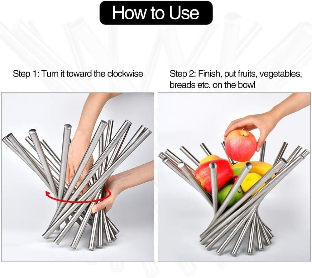 OEM Large Stainless Steel Fruit Bowl Kitchen Counter Modern Basket Holder Stand Table Centerpiece Decorative Home Organizer Bread Vegetable Storage Manufacturer