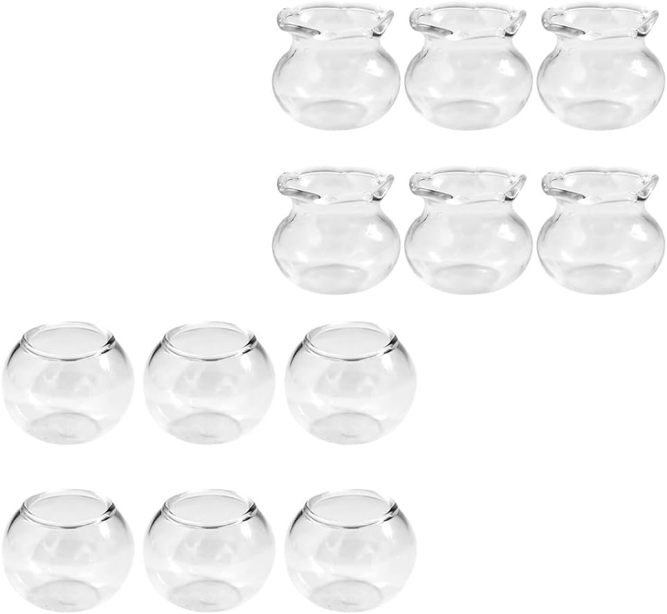 LOGOFUN 12 Pcs Miniature Fish Bowls Simulated Mini Fish Tank Miniature Glass Goldfish Bowl for Mini House Desktop Office Desk Accessories 2.50x2.50x2.00cm/0.98x0.98x0.79in