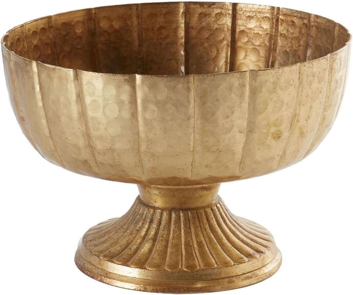 Afloral Distressed Gold Metal Compote Bowl - 8" Wide