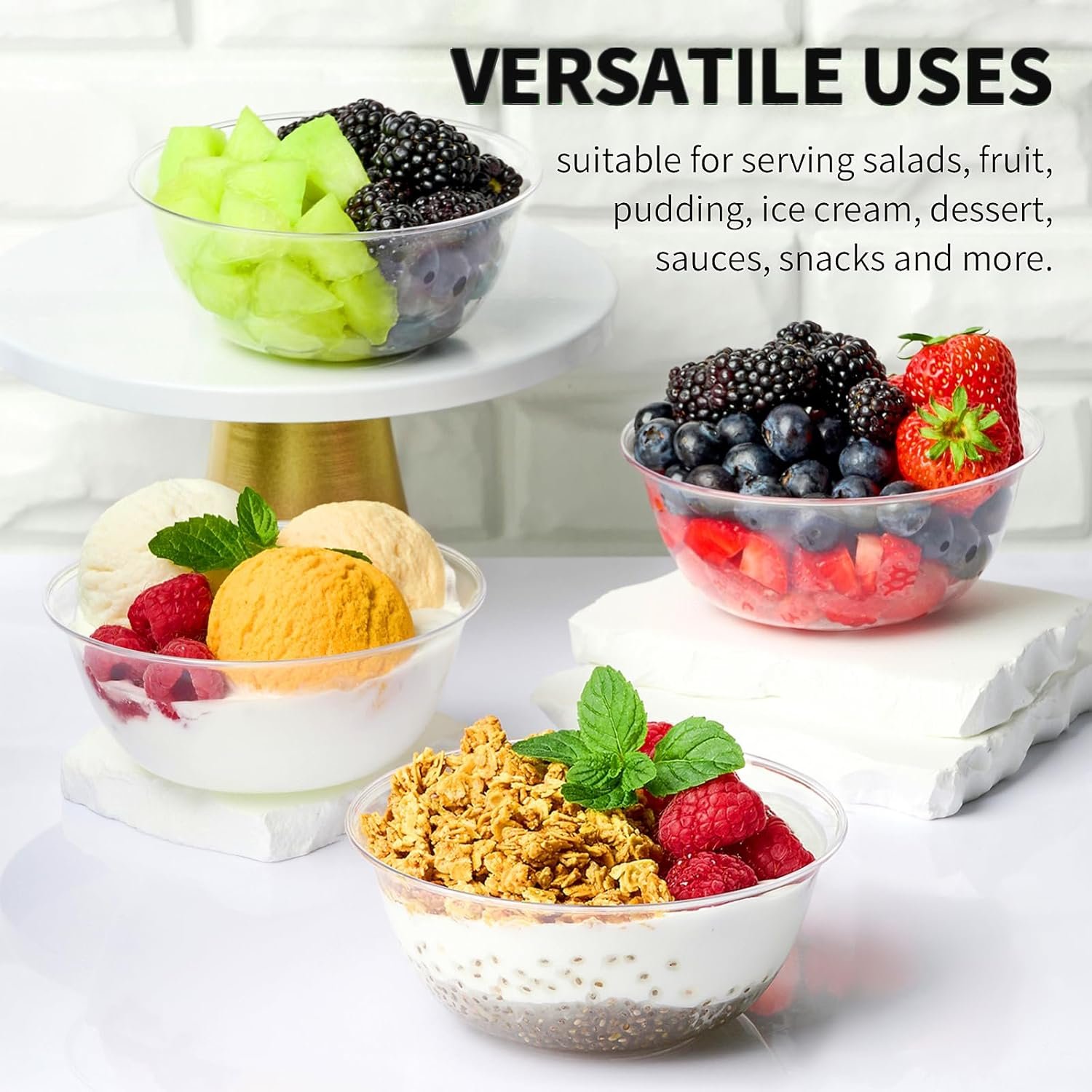 Wholesale 12 oz Clear Plastic Bowls 50 Pack Disposable Small Hard Serving for Party Ice Cream Dessert Fruit Appetizer Soup Snack Home Events Factory Wholesale 12 oz Clear Plastic Bowls 50 Pack Disposable Small Hard Serving for Party Ice Cream Dessert Fruit Appetizer Soup Snack Home Events Factory