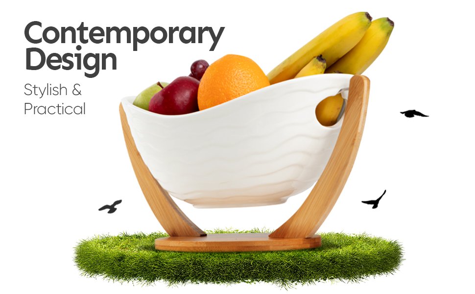 OEM 13 Inch Ceramic Fruit Bowl Large Modern Holder for Kitchen Counter Island Home Decor Pedestal Entryway Keys Manufacturer