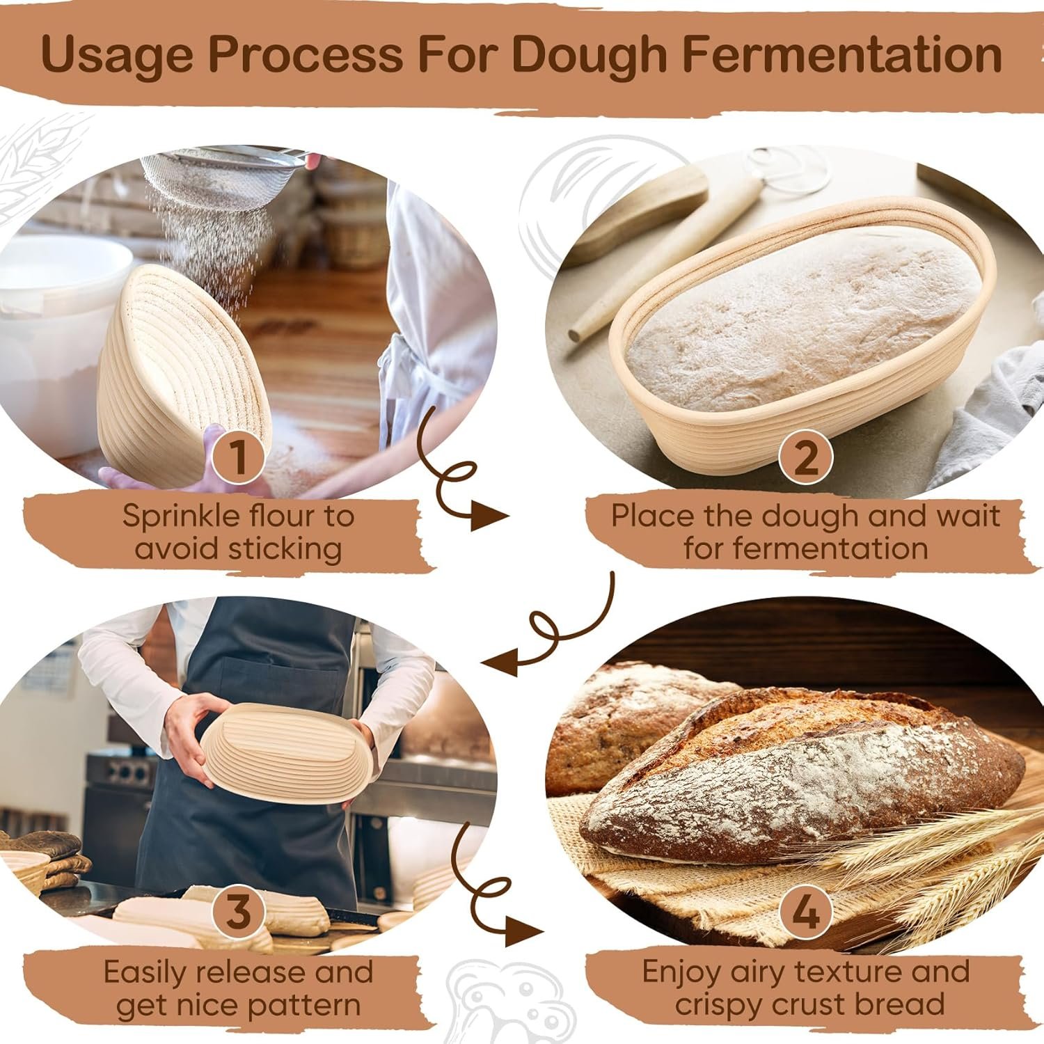 OEM Bread Proofing Basket Set of 2, 10 Inch Oval Sourdough Baking Supplies with Liners for Dough Fermentation Factory OEM Bread Proofing Basket Set of 2, 10 Inch Oval Sourdough Baking Supplies with Liners for Dough Fermentation Factory