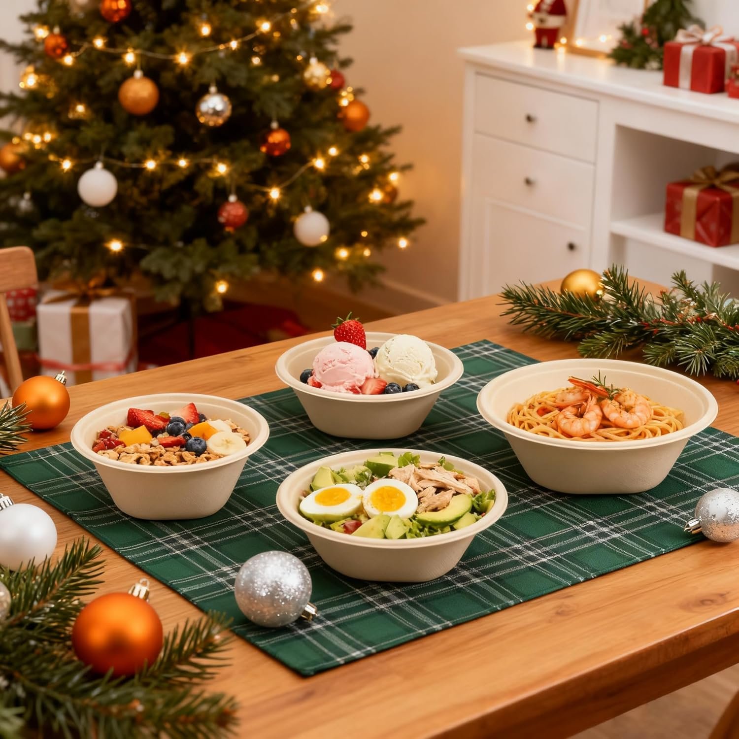 Wholesale Heavy Duty 48 OZ [50 Pack] Disposable Bowls 100% Sugarcane Fiber Microwave Safe Large Compostable for Soup Salad Ramen Popcorn Factory