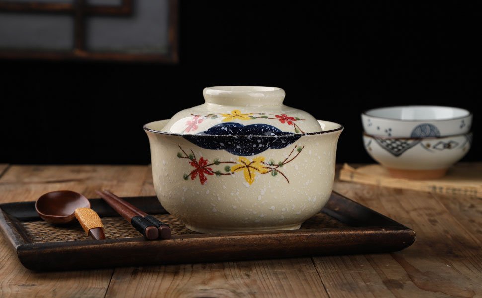 OEM Microwavable Ramen Bowl with Lid 25 Oz Ceramic Soup Bowl Large Capacity Clay Pot Factory