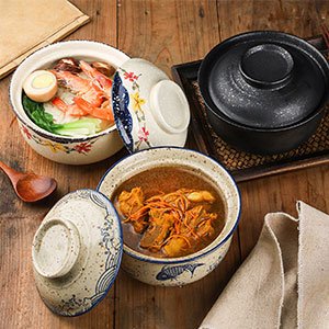 OEM Microwavable Ramen Bowl with Lid 25 Oz Ceramic Soup Bowl Large Capacity Clay Pot Factory