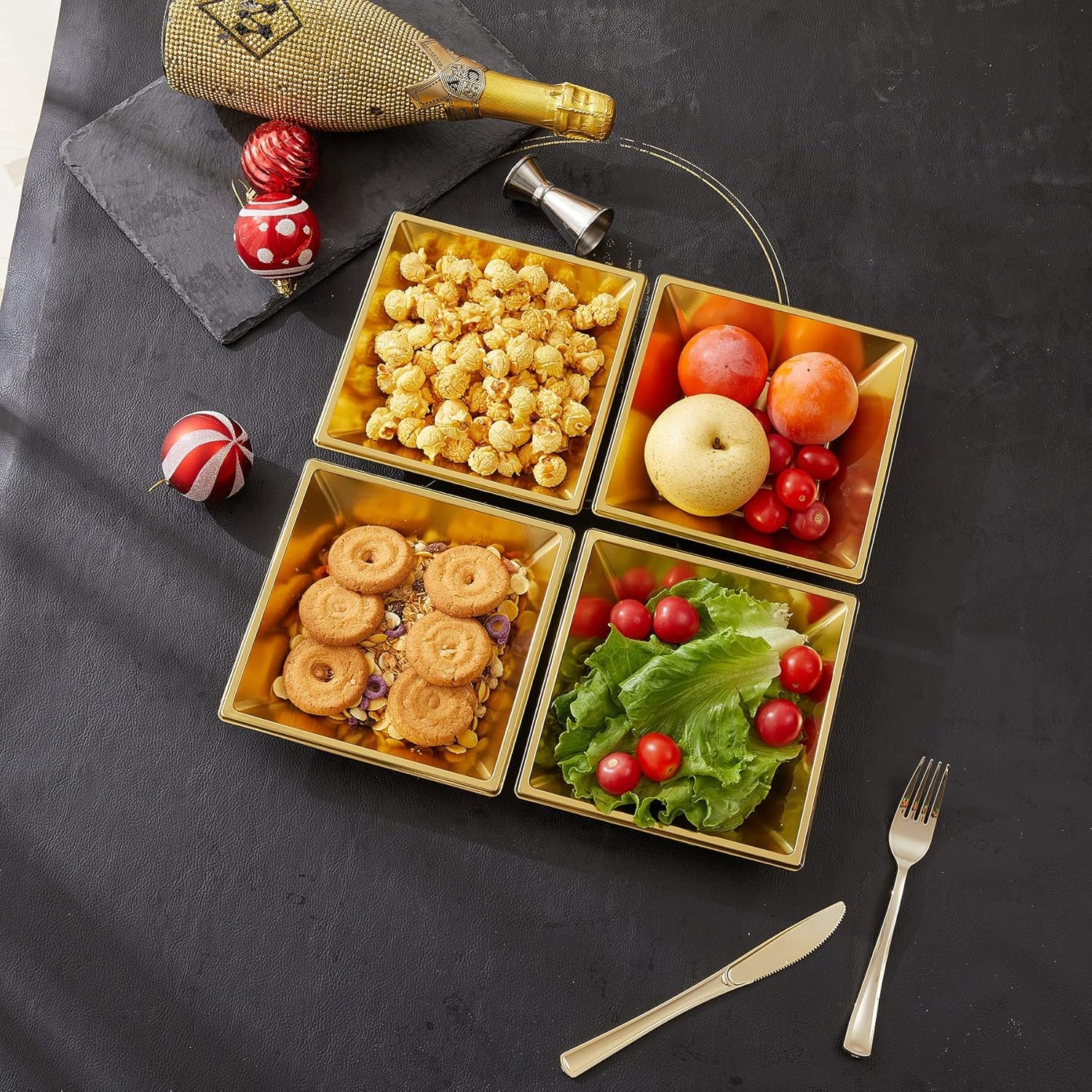 Wholesale 50 Count 12 Oz Gold Square Plastic Disposable Serving Bowls for Candy Snacks Salads Parties Weddings Birthdays Factory Wholesale 50 Count 12 Oz Gold Square Plastic Disposable Serving Bowls for Candy Snacks Salads Parties Weddings Birthdays Factory