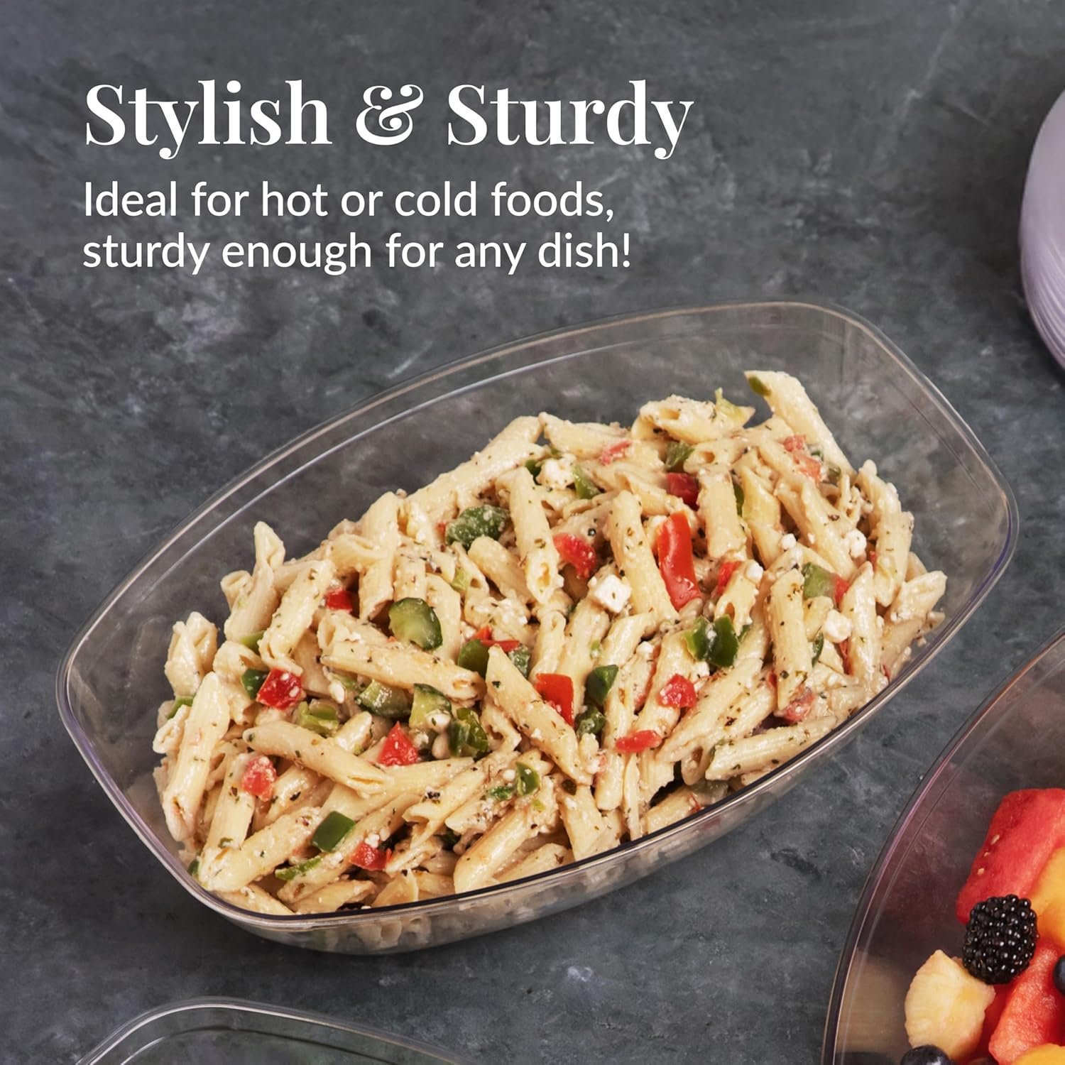 Wholesale 12 Pack Clear Oval Plastic Serving Bowls (64 Oz) Disposable Taco Bar Chip Snack Salad Candy Party Containers Factory