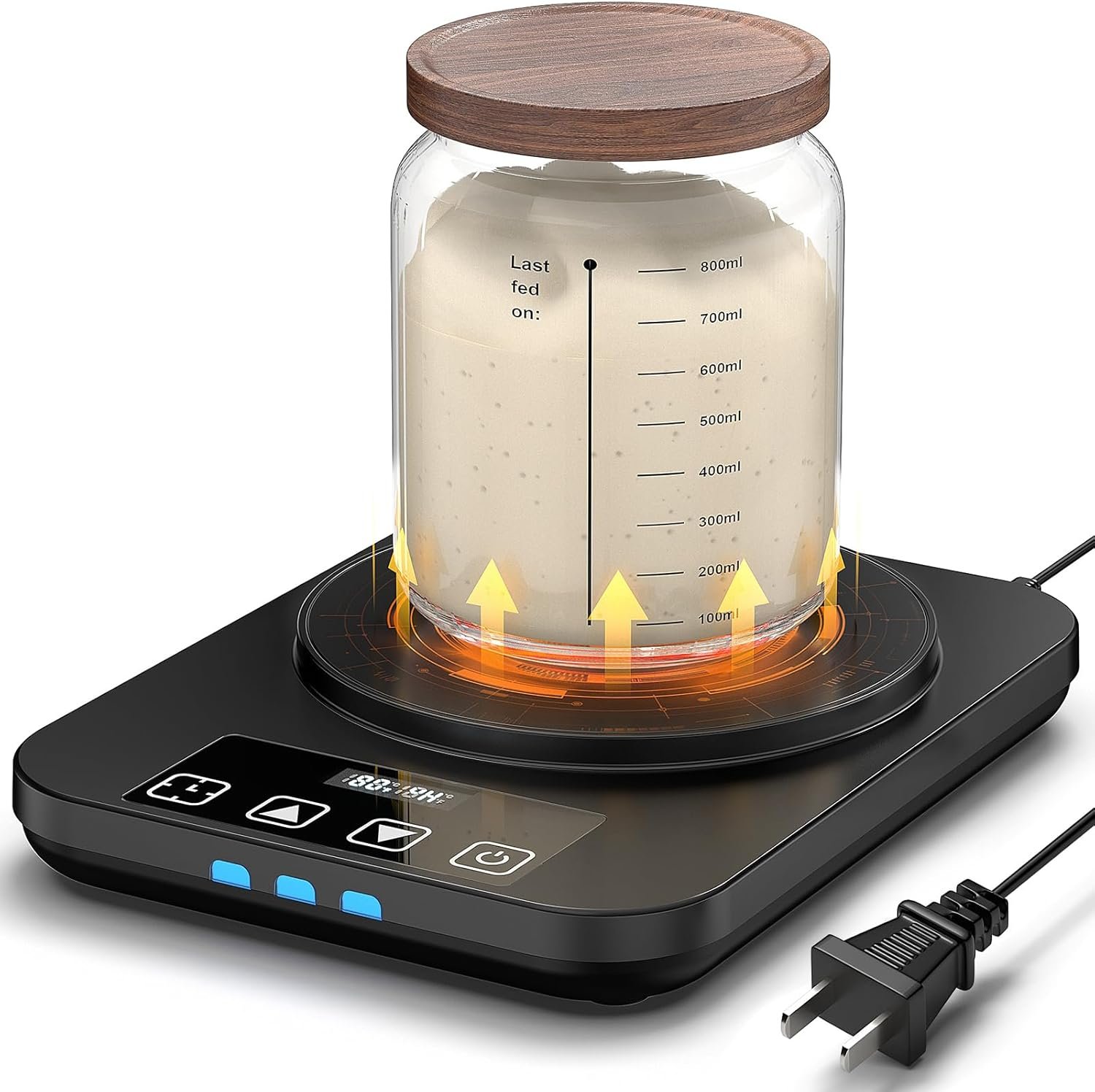 Electric Sourdough Starter Warmer Mat, Upgrade Warming Heating Pad for Sour Dough Starter, Sourdough Heater Proofing Tool for Home Baking with US Plug Thermostat Control, Timing, Memory Function