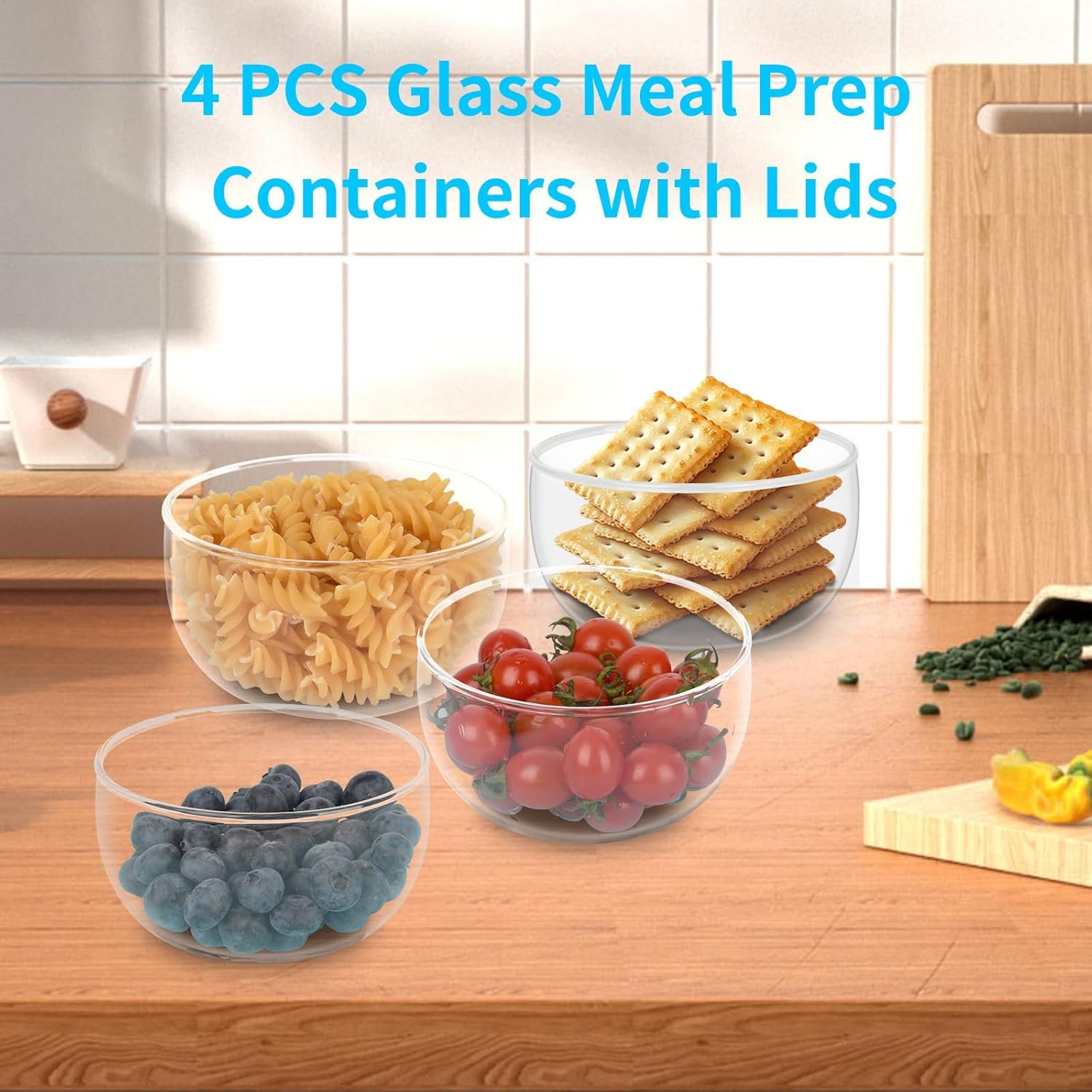 OEM 11oz Cute Glass Dessert Bowls with Lids for Snacks Rice Side Dishes Dips Ice Cream Fruit Salad Condiments Trifle Set of 4 Factory