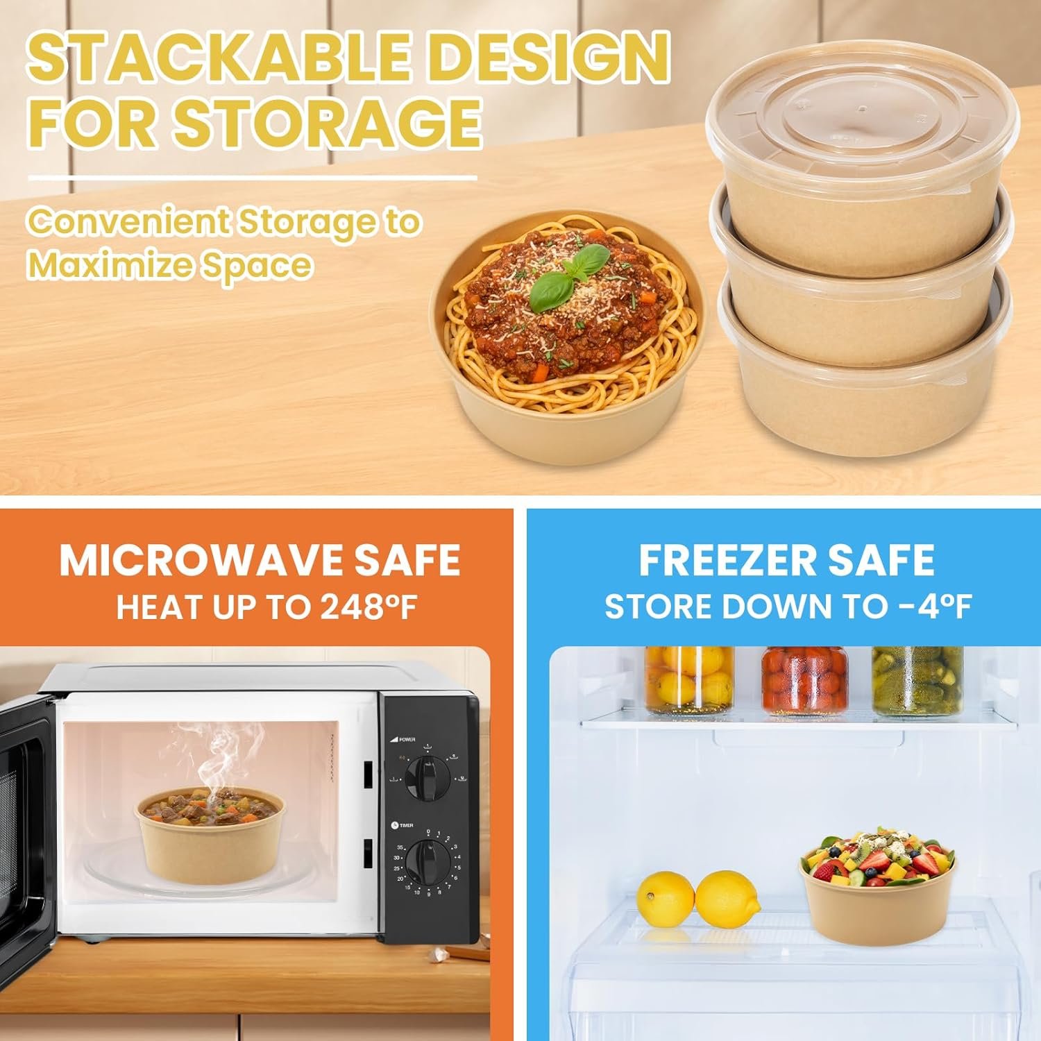 Wholesale 50 Count 36 oz Large Disposable Paper Bowls with Lids for Salad Lunch Meal Prep Hot Cold Food Soup Ramen Factory