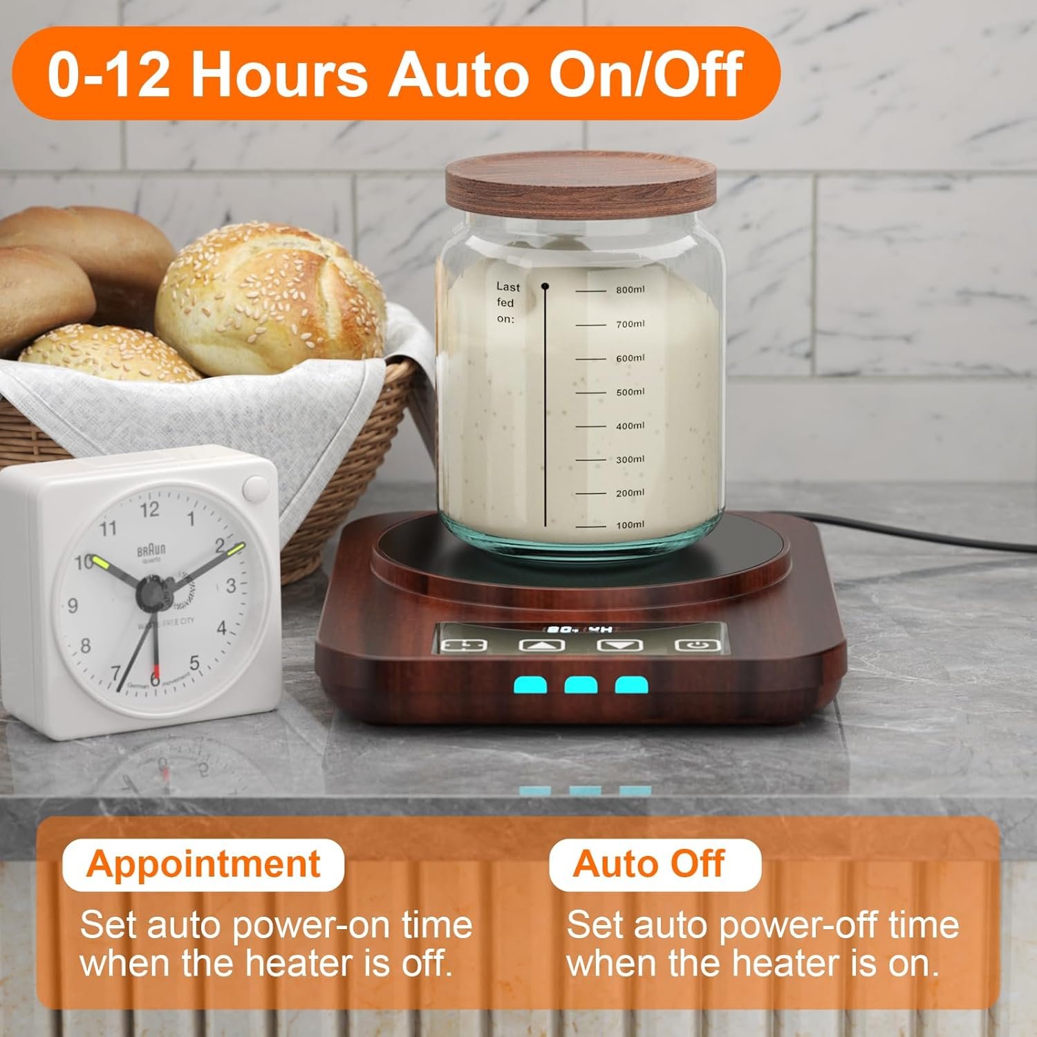 OEM Electric Sourdough Starter Warmer Heating Pad Mat with Thermostat Timing Memory Functions Wood Grain Design for Home Baking Proofing Factory