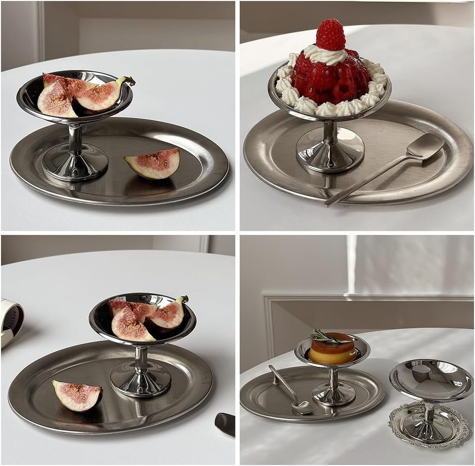 Wholesale 7 Oz Stainless Steel Footed Ice Cream Bowls Small Cute Sundae Cups for Desserts Puddings Salads Snacks Cocktails Condiments Trifles Set of 4 Tall Factory