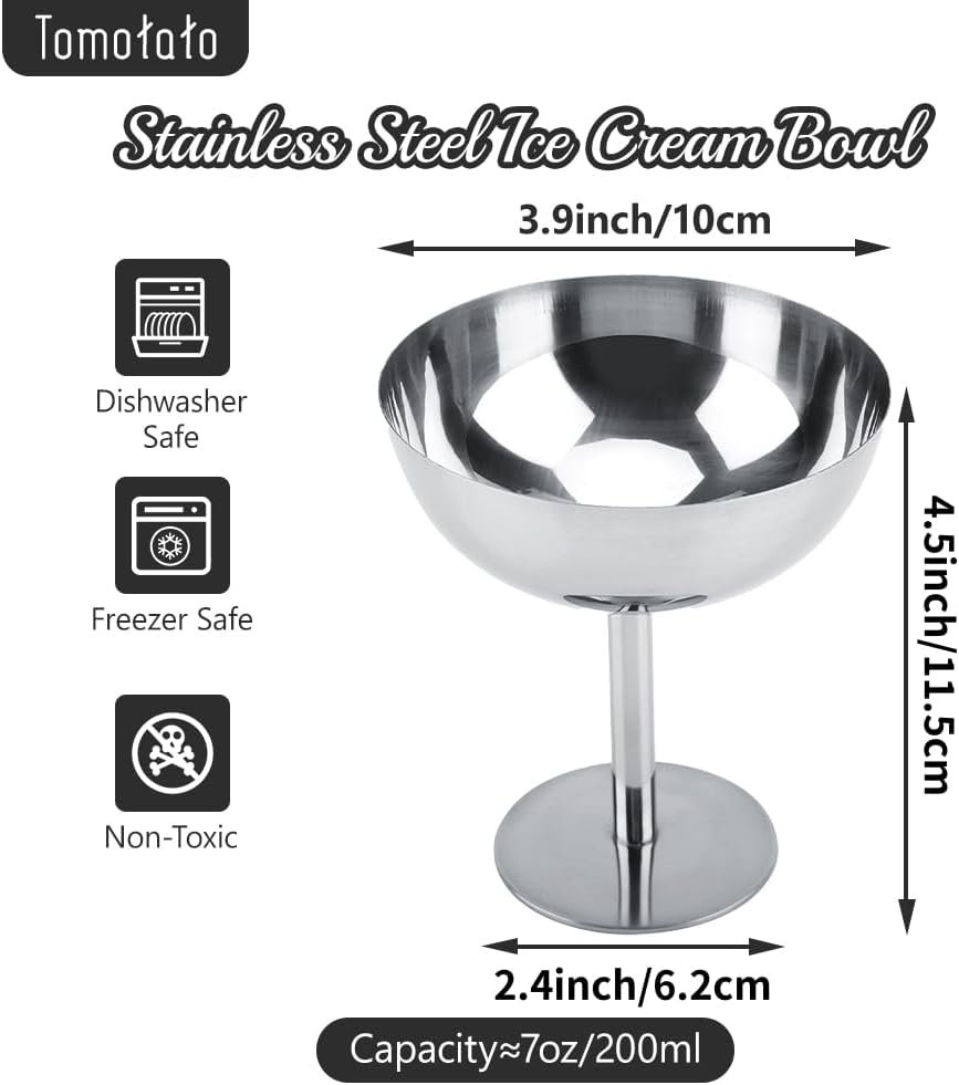 Wholesale 7 Oz Stainless Steel Footed Ice Cream Bowls Small Cute Sundae Cups for Desserts Puddings Salads Snacks Cocktails Condiments Trifles Set of 4 Tall Factory