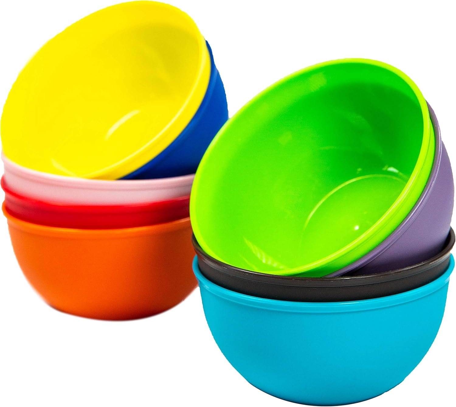 Youngever 9 Pack 10 Ounce Plastic Bowls, Kids Plastic Bowls, Set of 9 (9 Rainbow Colors)