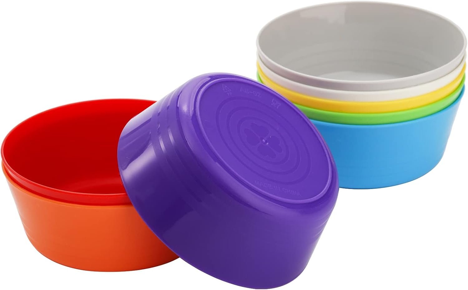Wholesale 24 Pack 11 Oz Unbreakable BPA Free Kids Plastic Bowls Set Colorful Snack Cereal Dishwasher Safe 8 Assorted Colors Factory