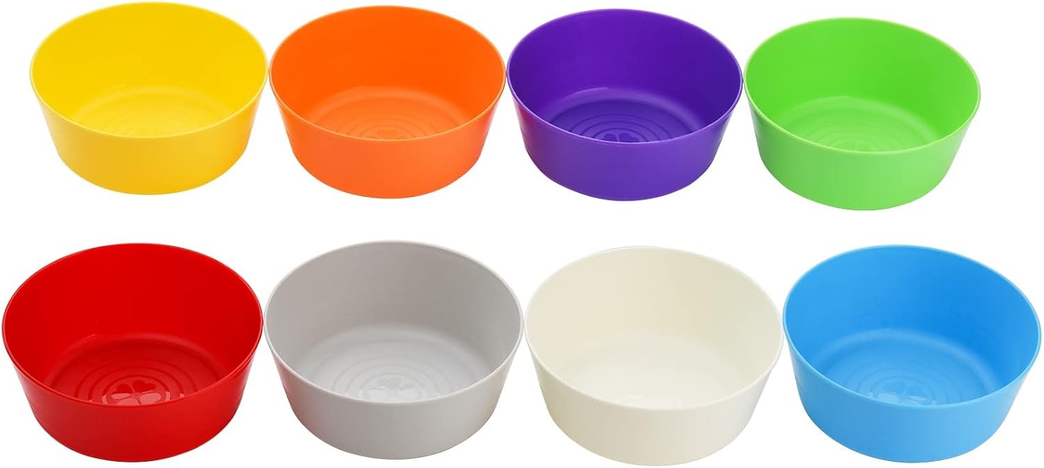 Wholesale 24 Pack 11 Oz Unbreakable BPA Free Kids Plastic Bowls Set Colorful Snack Cereal Dishwasher Safe 8 Assorted Colors Factory