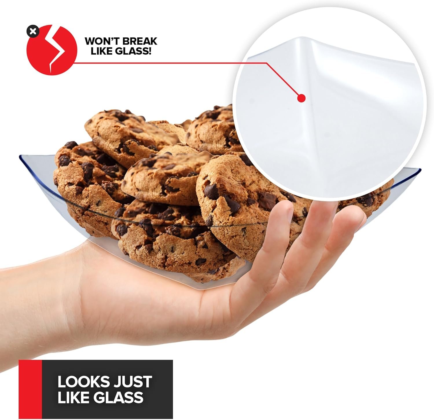 Wholesale 32oz Clear Plastic Serving Bowls 4 Pack Medium Square Candy Dishes Buffet Containers for Chips Snacks Mints Salad Bar Office Parties Bridal Showers Factory