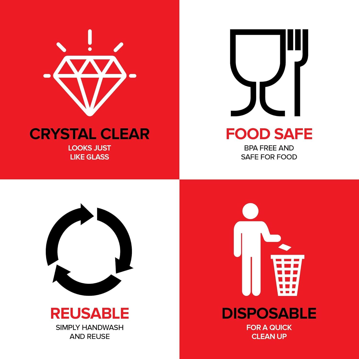 Wholesale 32oz Clear Plastic Serving Bowls 4 Pack Medium Square Candy Dishes Buffet Containers for Chips Snacks Mints Salad Bar Office Parties Bridal Showers Factory