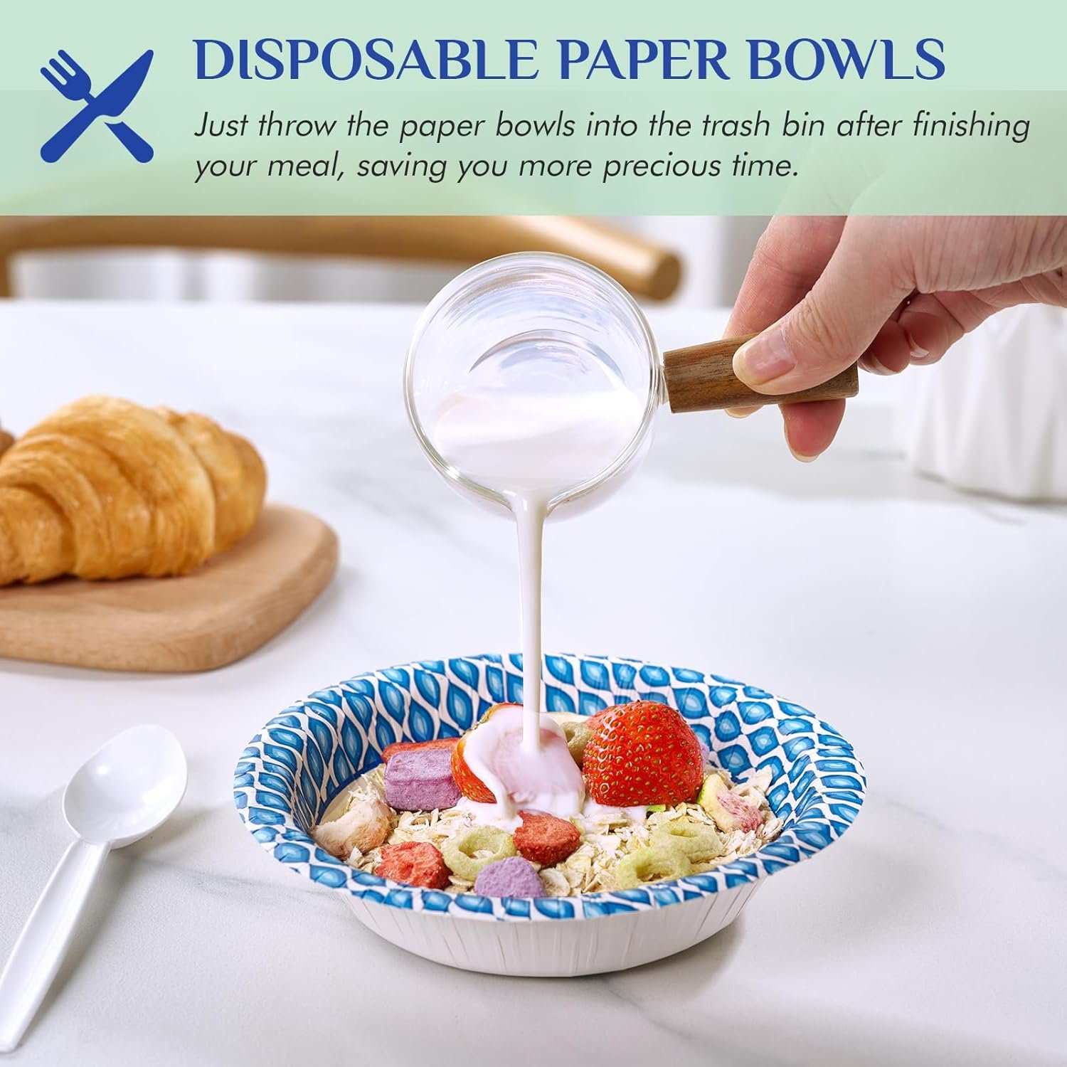 Wholesale 300 Count 10 Oz Printed Soak Proof Disposable Paper Bowls for Snacks Desserts Light Meals Factory