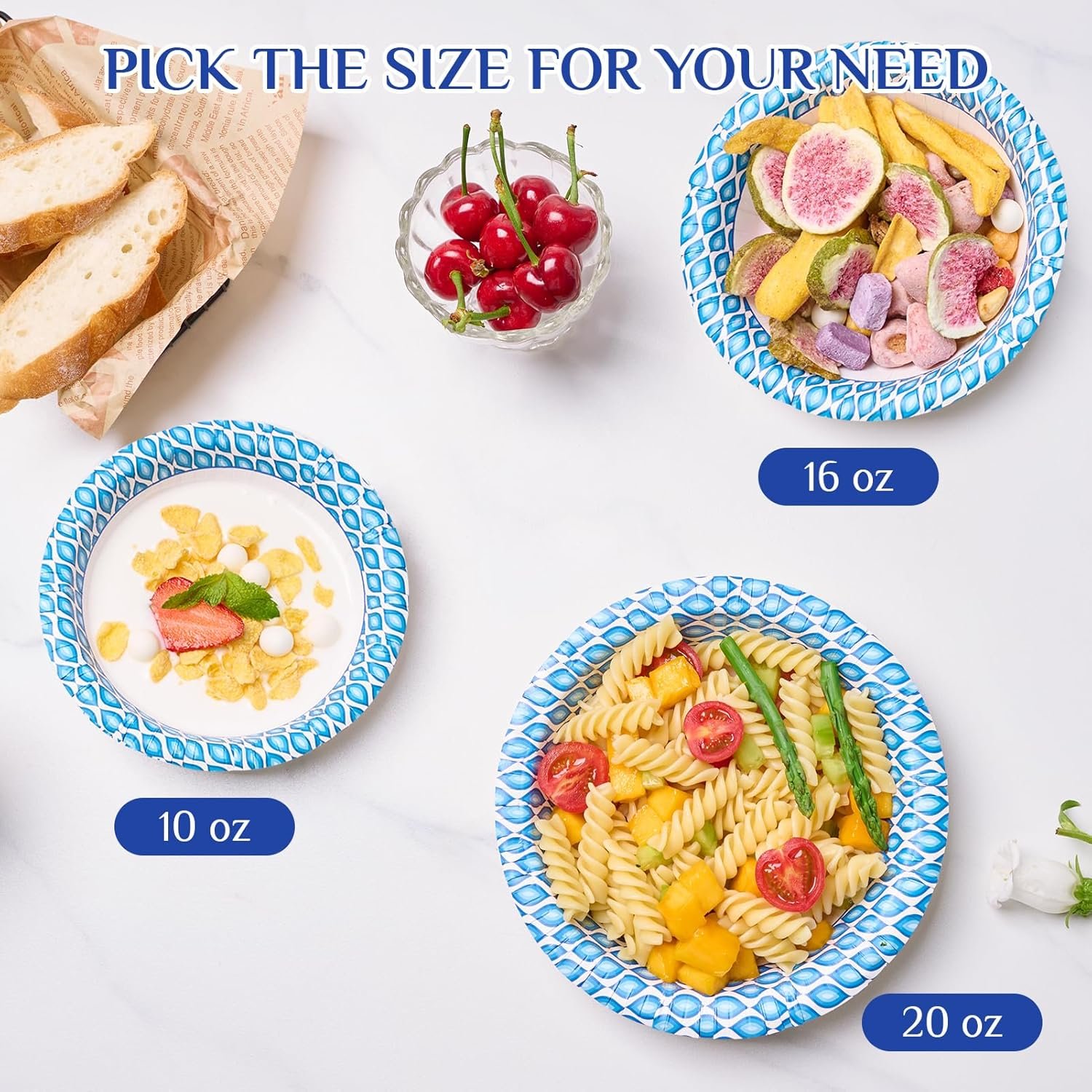 Wholesale 300 Count 10 Oz Printed Soak Proof Disposable Paper Bowls for Snacks Desserts Light Meals Factory