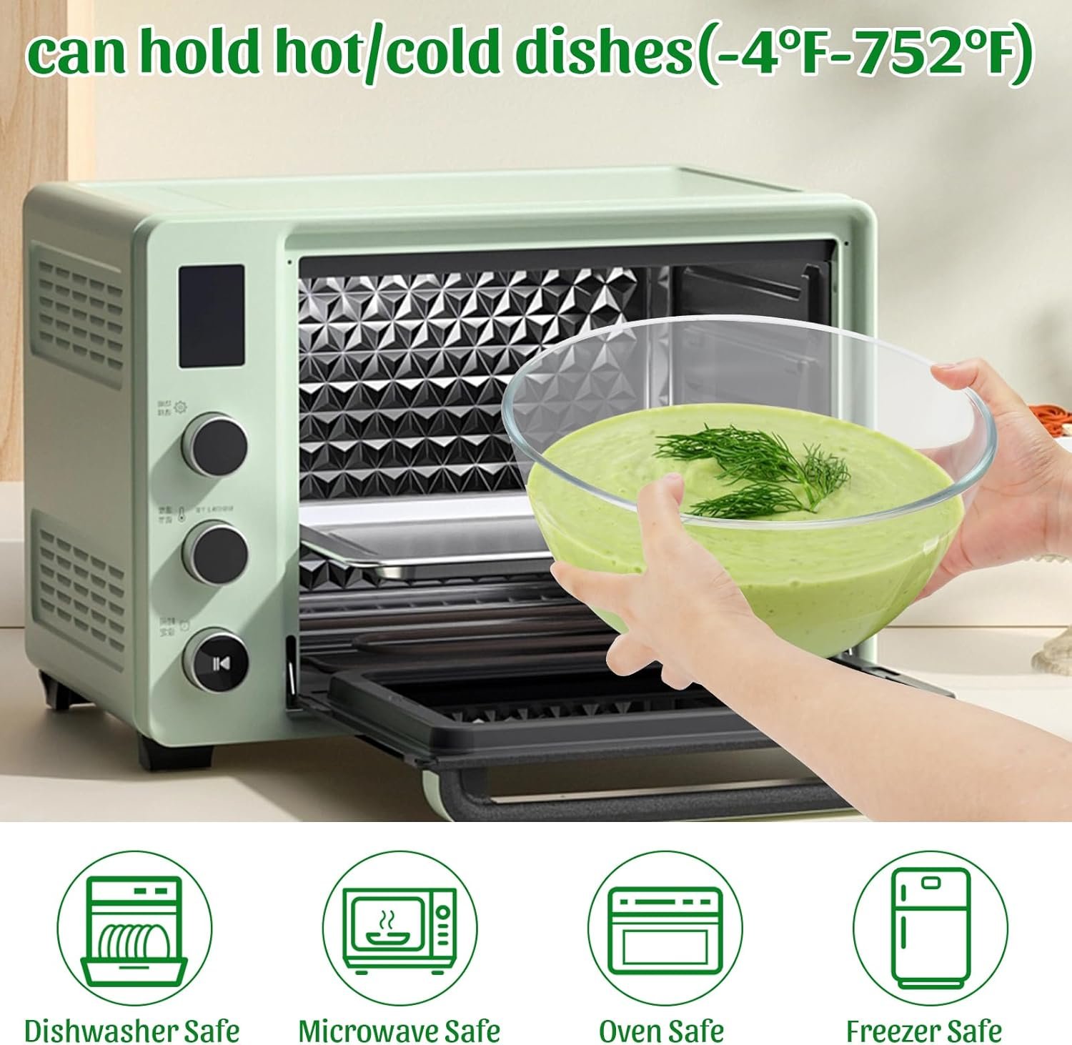 OEM 4.7 Qt Glass Mixing Bowl with Lid Built-in Utensils Versatile Trifle Salad Serving Bowl for Preparing Storing Decoration Large Halloween Candy Factory