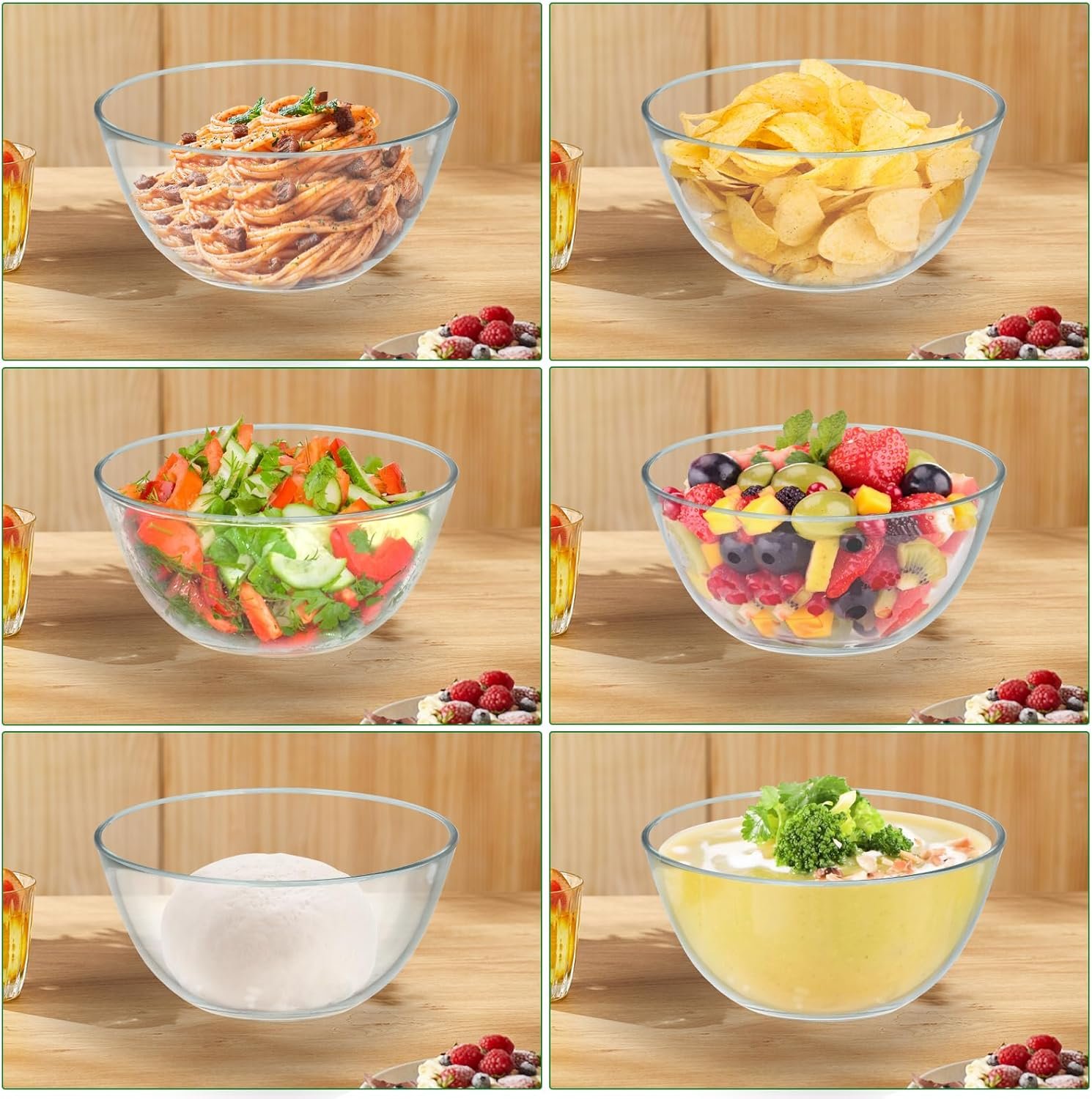 OEM 4.7 Qt Glass Mixing Bowl with Lid Built-in Utensils Versatile Trifle Salad Serving Bowl for Preparing Storing Decoration Large Halloween Candy Factory