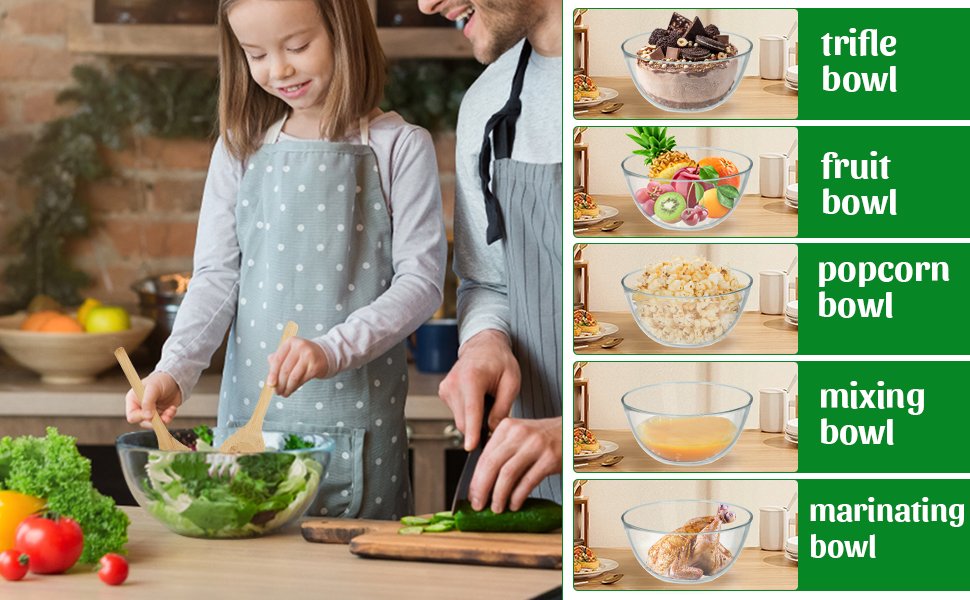 OEM 4.7 Qt Glass Mixing Bowl with Lid Built-in Utensils Versatile Trifle Salad Serving Bowl for Preparing Storing Decoration Large Halloween Candy Factory