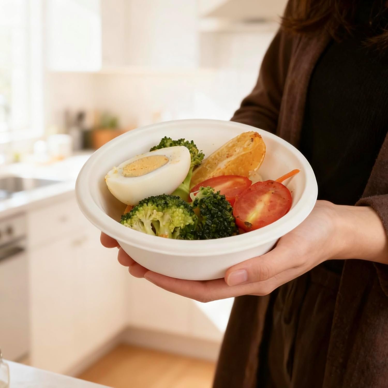 Wholesale Compostable 12 Ounce 50 Pack Disposable Small Round Paper Bowls PFAS-Free Eco-Friendly Biodegradable Bagasse For Hot Soup Food Salad Dinner Party Factory