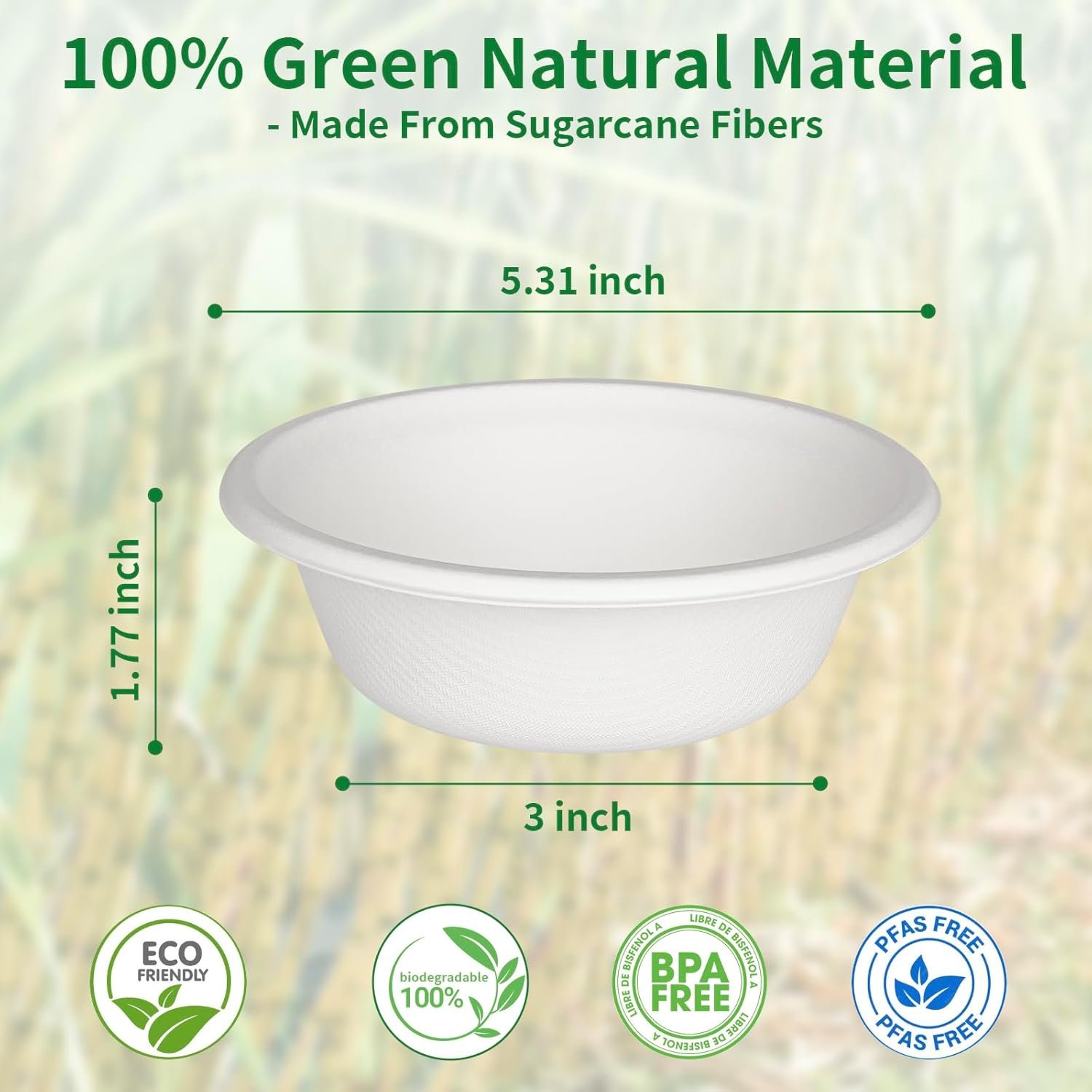 Wholesale Compostable 12 Ounce 50 Pack Disposable Small Round Paper Bowls PFAS-Free Eco-Friendly Biodegradable Bagasse For Hot Soup Food Salad Dinner Party Factory