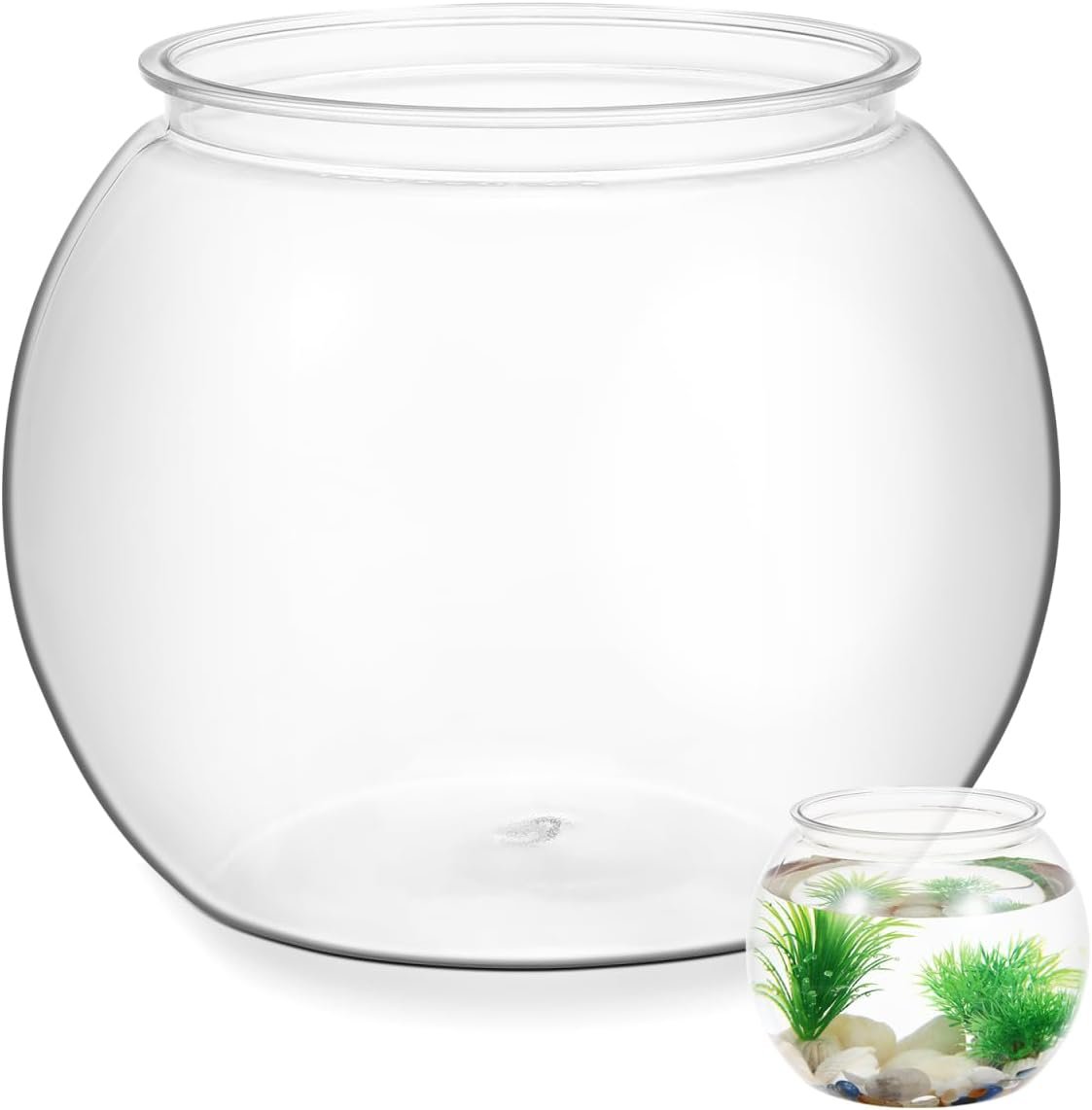 Totority Transparent Aquarium Tank 8.66 Inch Round Desktop Goldfish Fish Bowl for Betta Fish Office Decor Durable Pet Material for Plants and Home Decoration